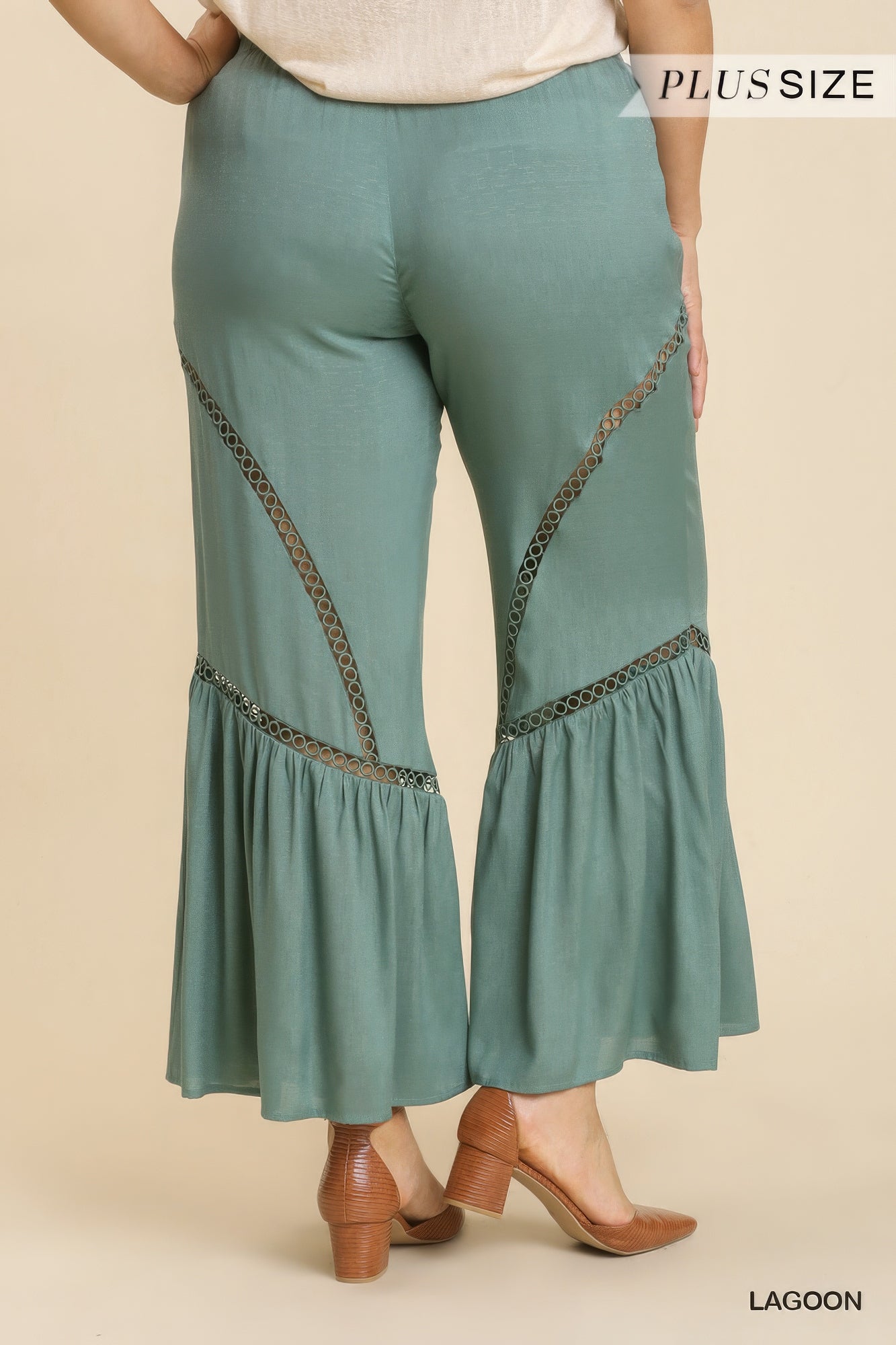 Wide Leg Elastic Waist Lace Tape Pants product image