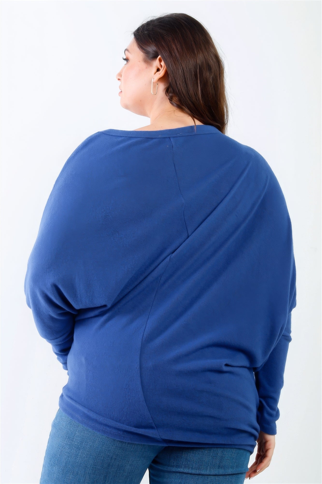 Plus Smile Front Print Flannel Dolman Sleeve Top product image