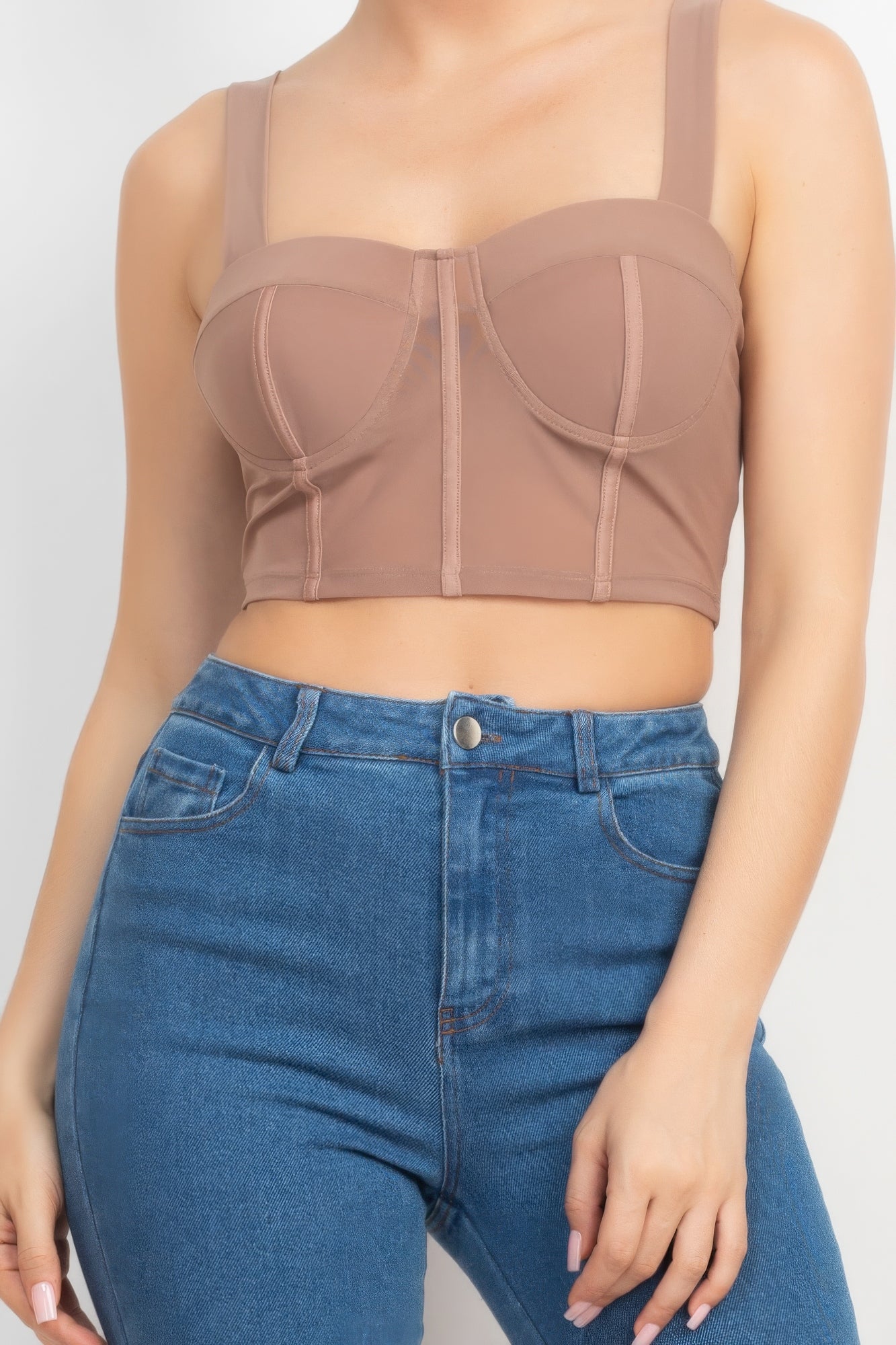 Contrasting Mesh Padded Tank Top Contrasting Mesh Padded Tank Top - TopFashionHQ