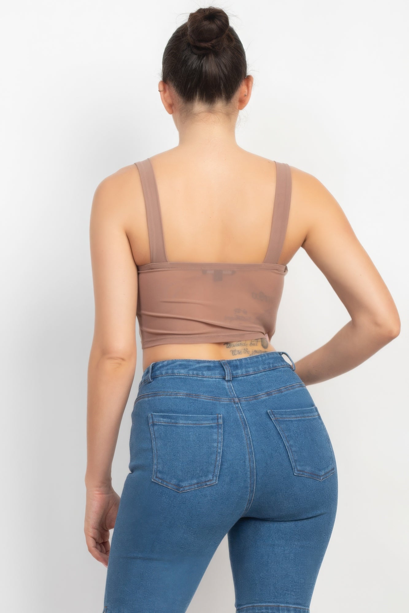 Contrasting Mesh Padded Tank Top Contrasting Mesh Padded Tank Top - TopFashionHQ