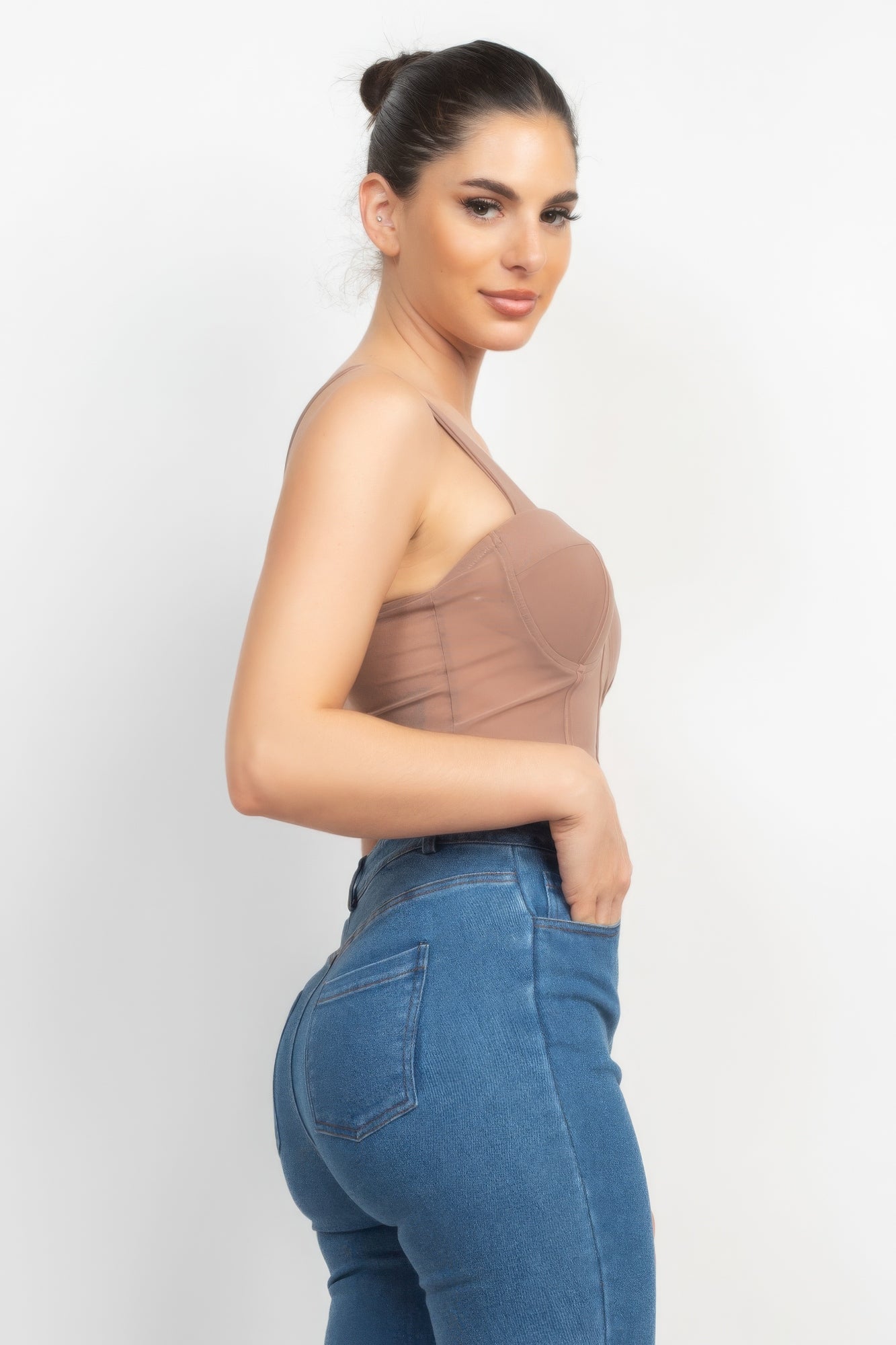 Contrasting Mesh Padded Tank Top Contrasting Mesh Padded Tank Top - TopFashionHQ
