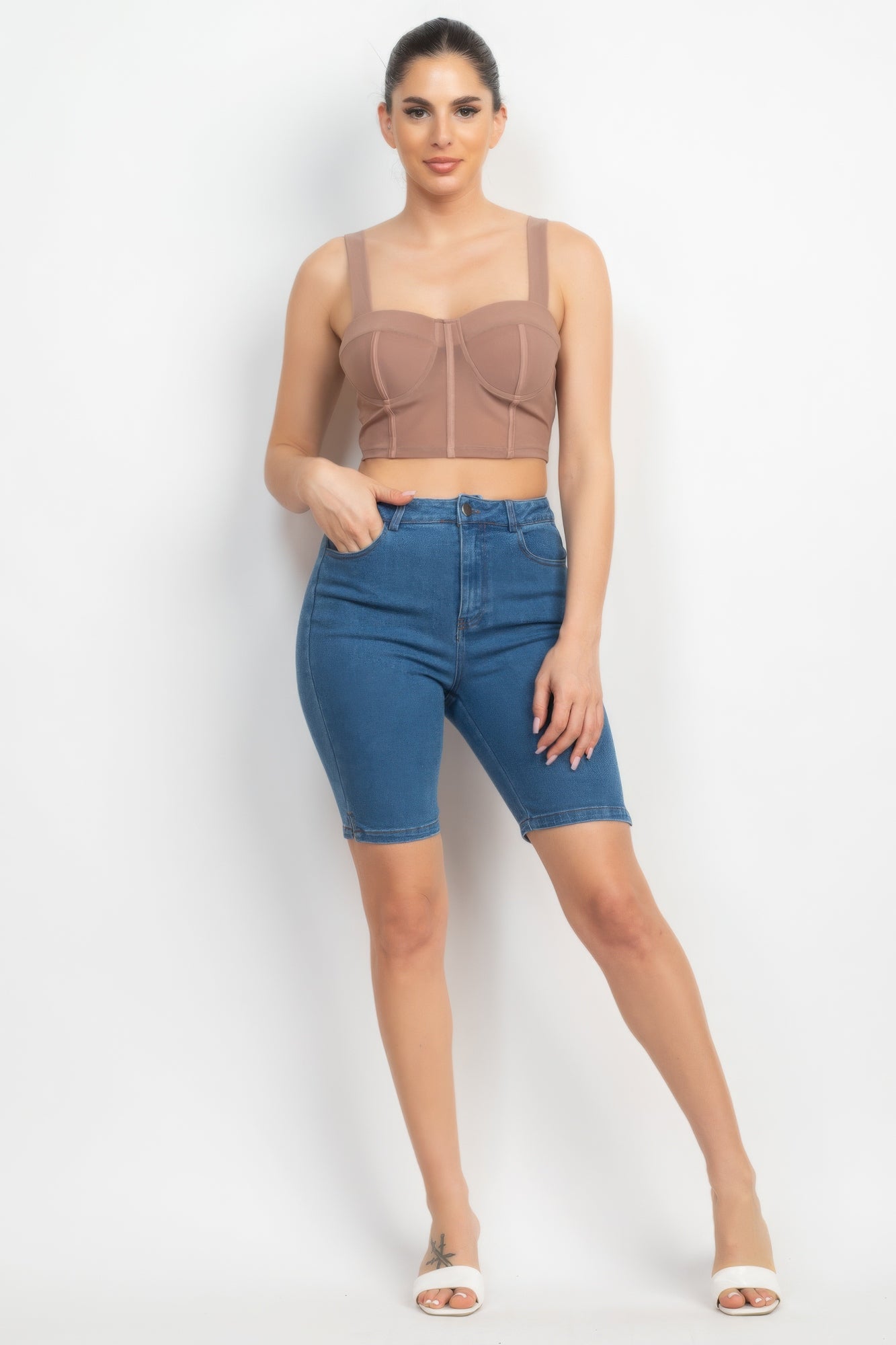 Contrasting Mesh Padded Tank Top Contrasting Mesh Padded Tank Top - TopFashionHQ