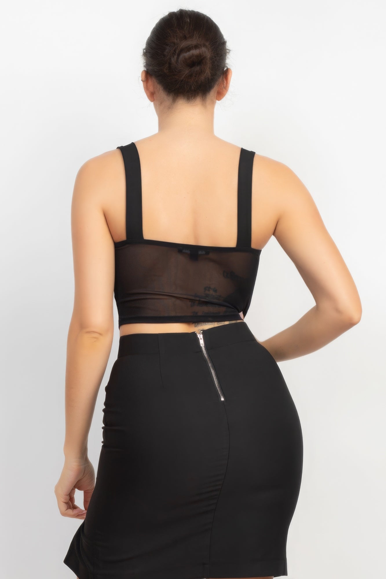 Contrasting Mesh Padded Tank Top Contrasting Mesh Padded Tank Top - TopFashionHQ