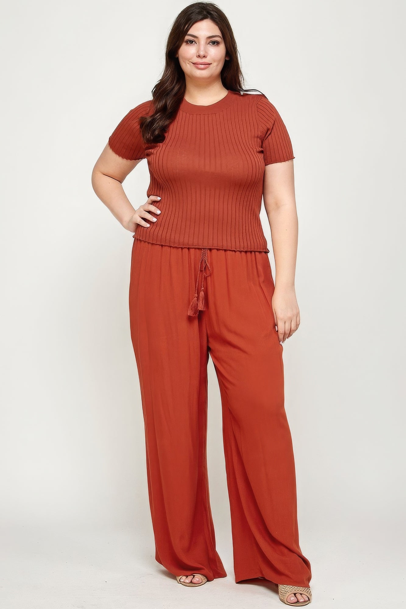 Solid Full Length Wide Leg Palazzo Pants product image