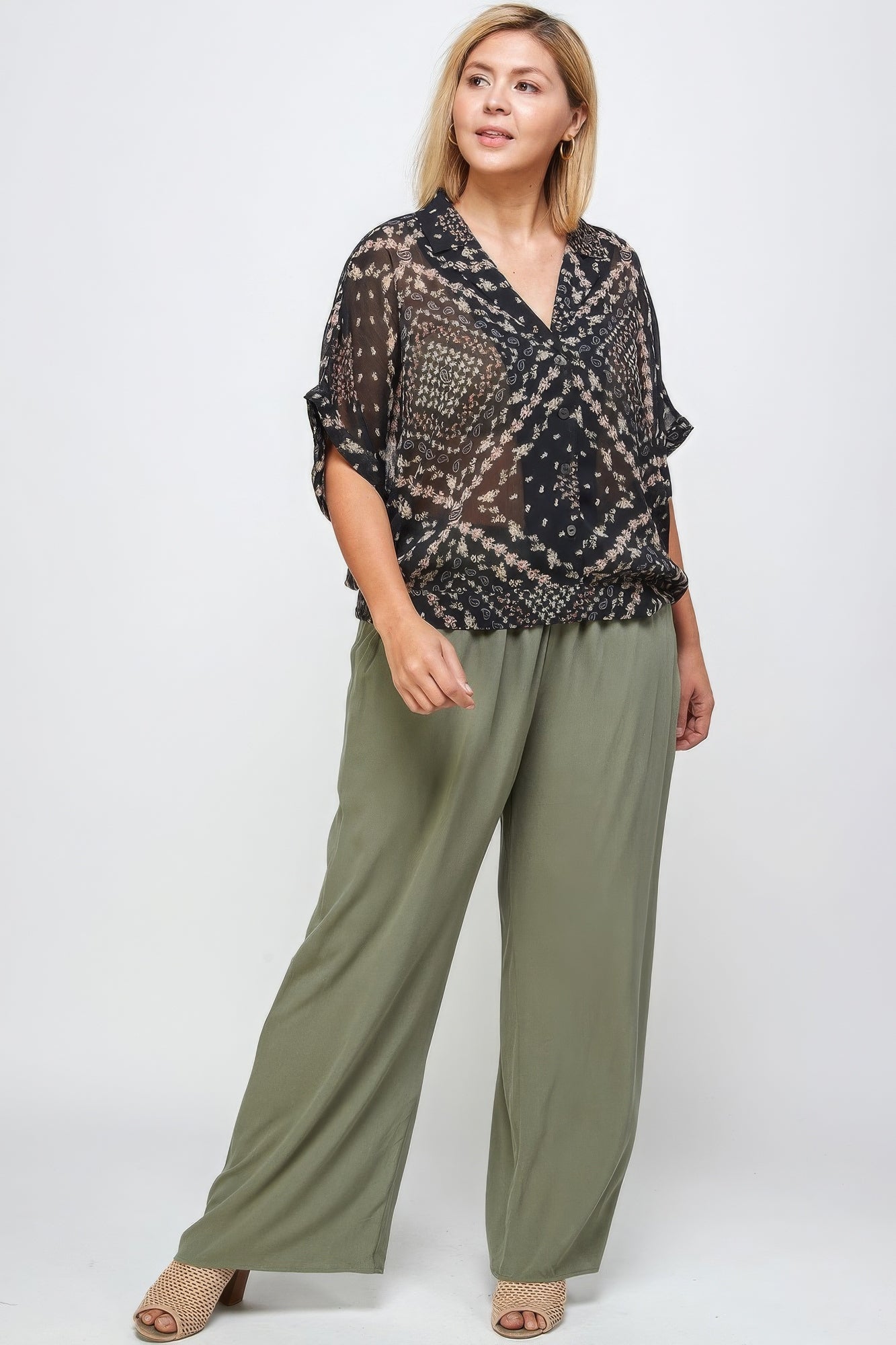 Solid Full Length Wide Leg Palazzo Pants product image