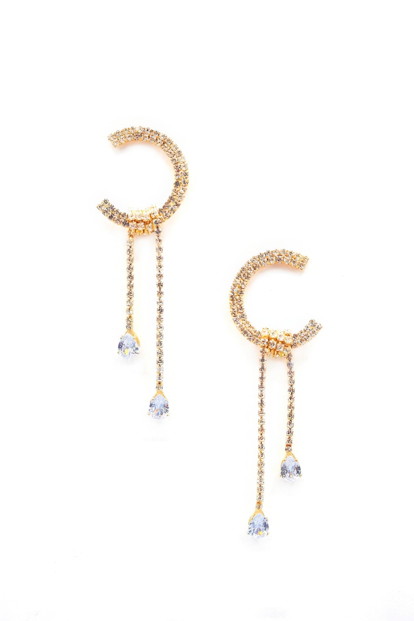 C Shape Rhinestone Dangle Earrng product image