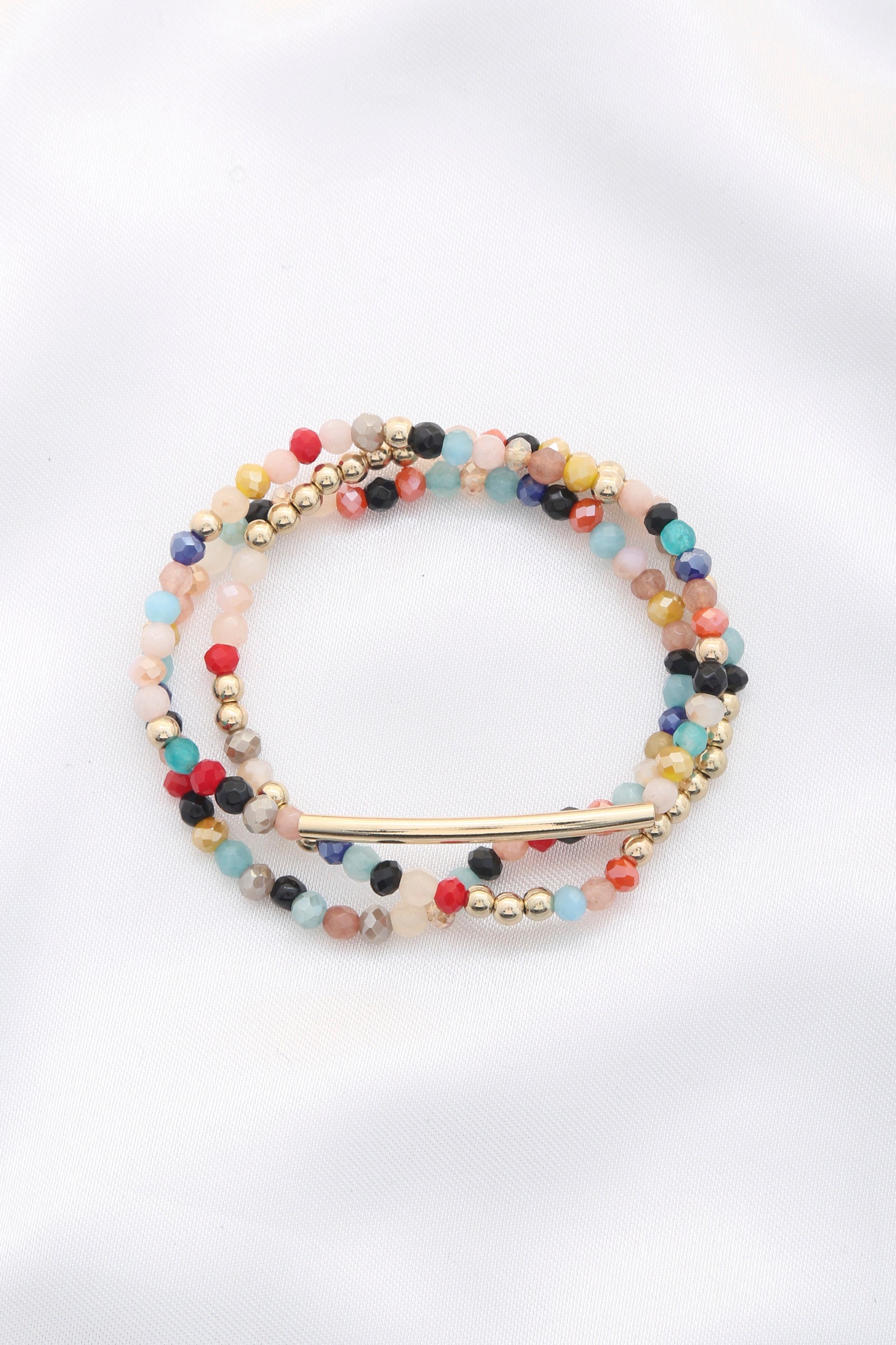 3 Row Glass Bead Stretch Bracelet product image