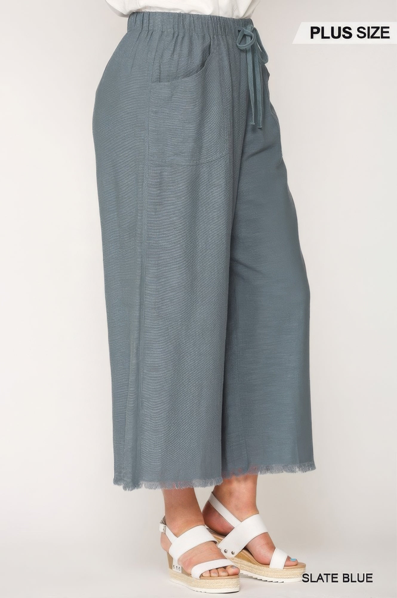 Frayed Wide Leg Pants With Pockets product image