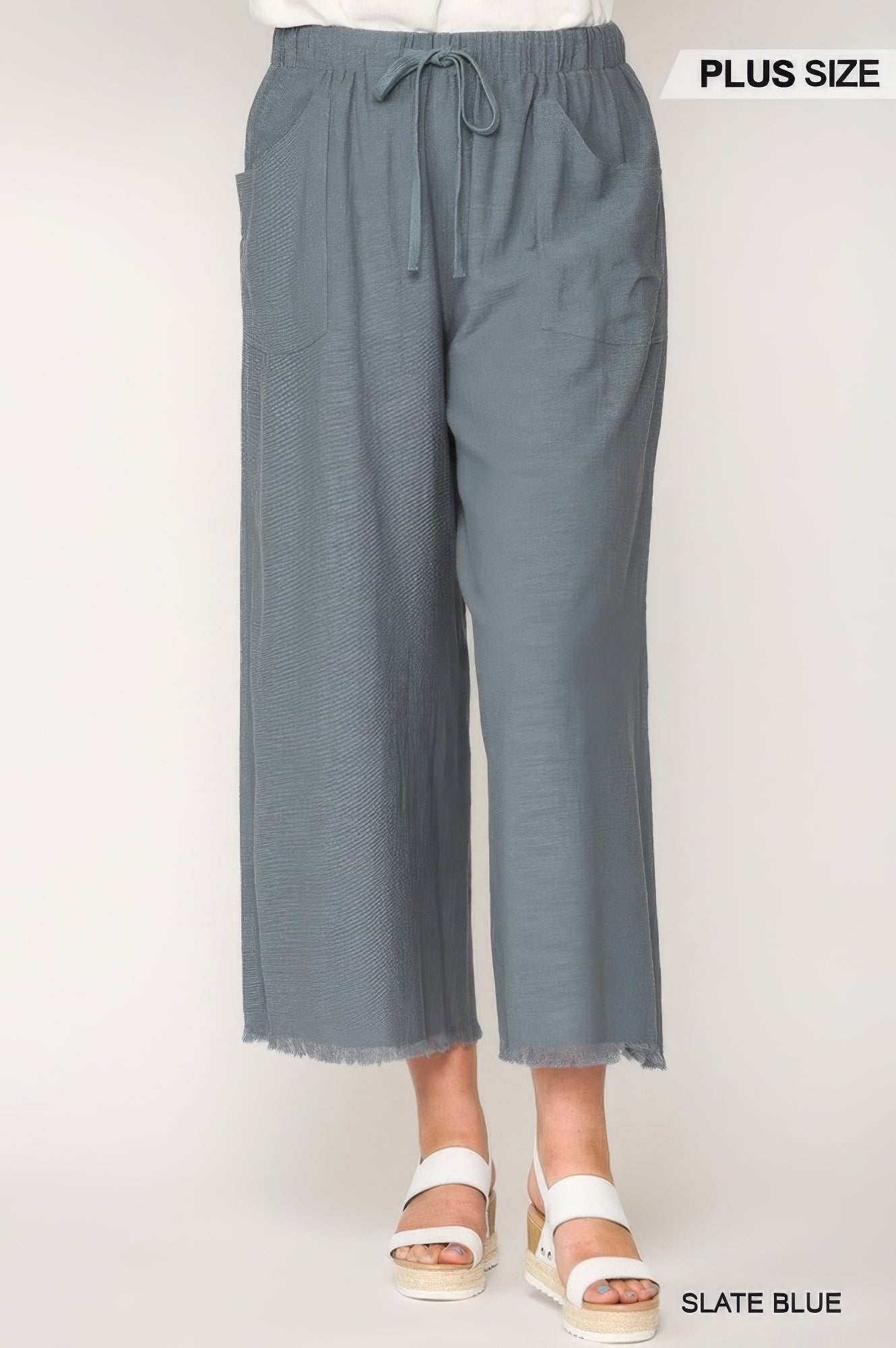 Frayed Wide Leg Pants With Pockets product image