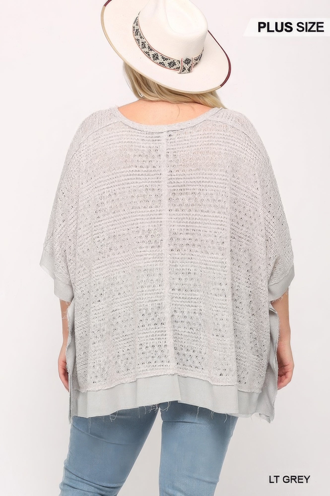 Light Knit And Woven Mixed Boxy Top With Poncho Sleeve product image