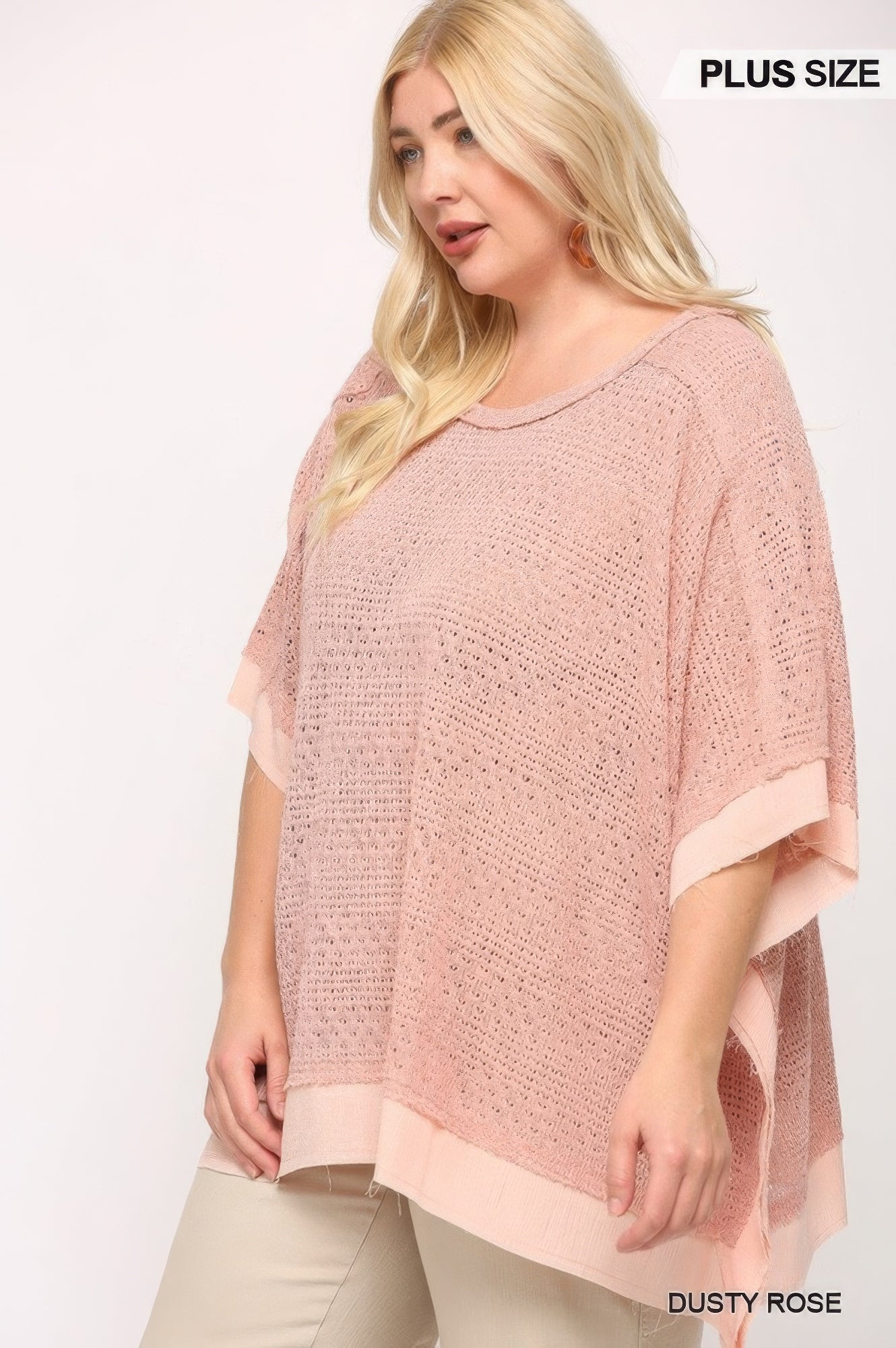 Light Knit And Woven Mixed Boxy Top With Poncho Sleeve product image