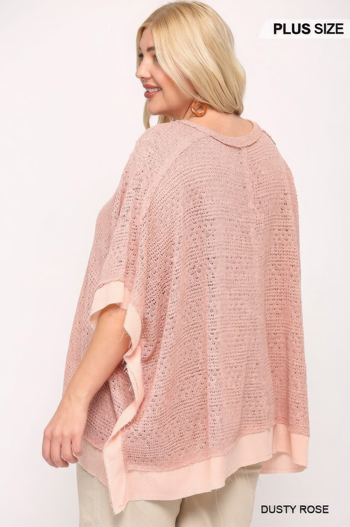Light Knit And Woven Mixed Boxy Top With Poncho Sleeve product image