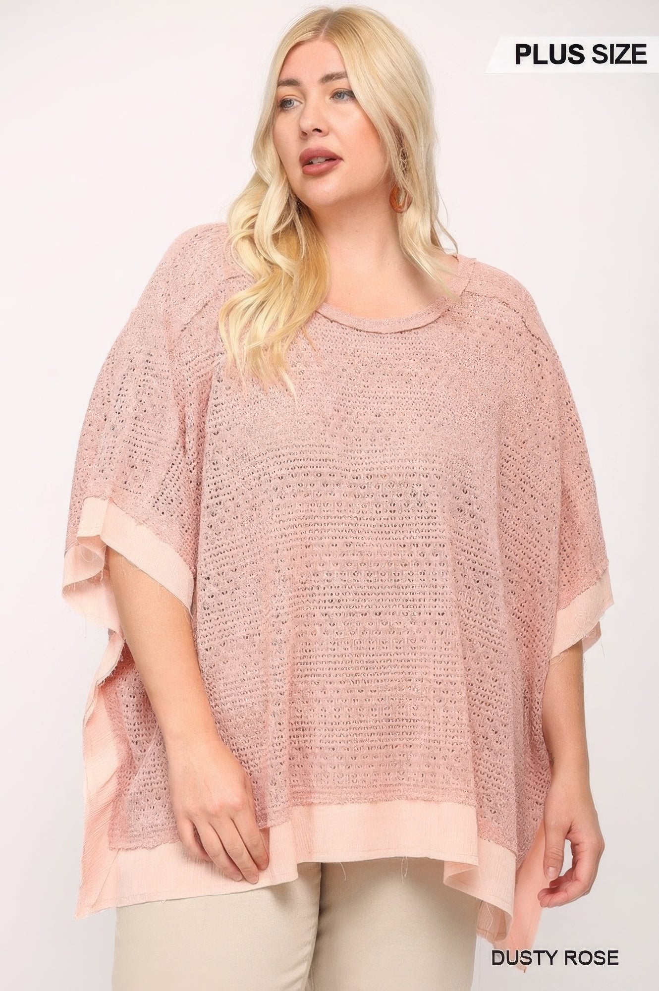 Light Knit And Woven Mixed Boxy Top With Poncho Sleeve product image