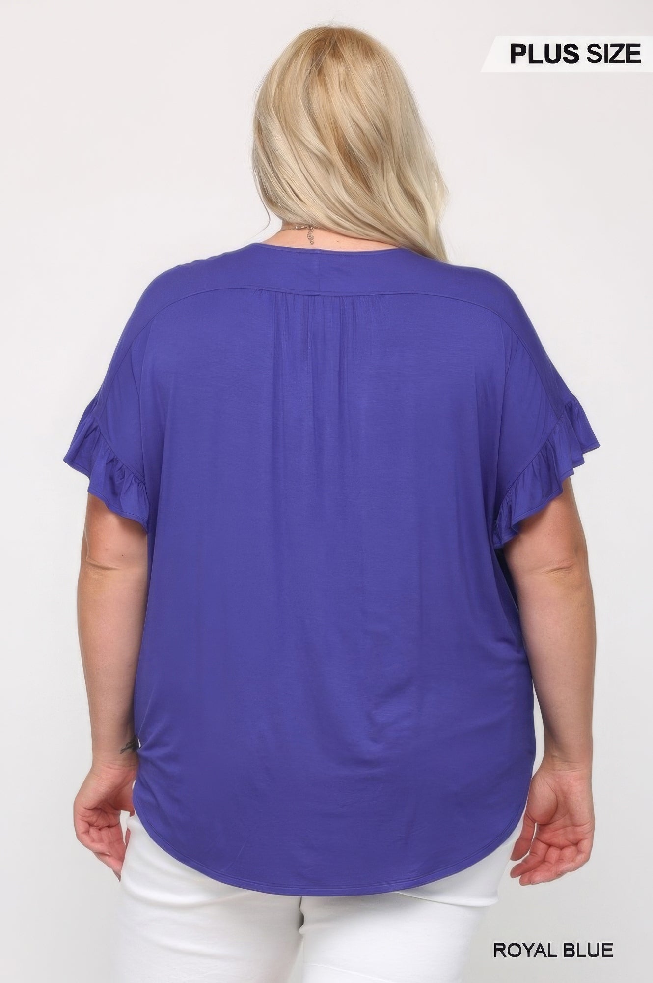 Solid Viscose Knit Surplice Top With Ruffle Sleeve product image