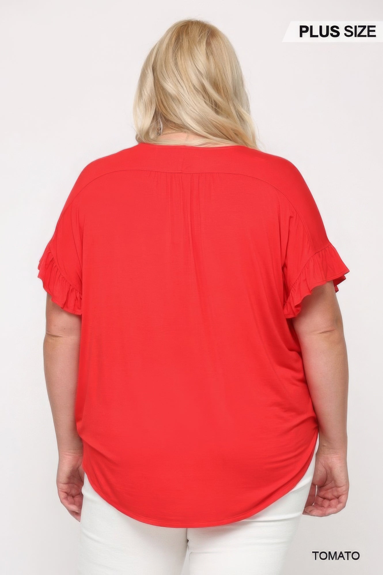 Solid Viscose Knit Surplice Top With Ruffle Sleeve product image