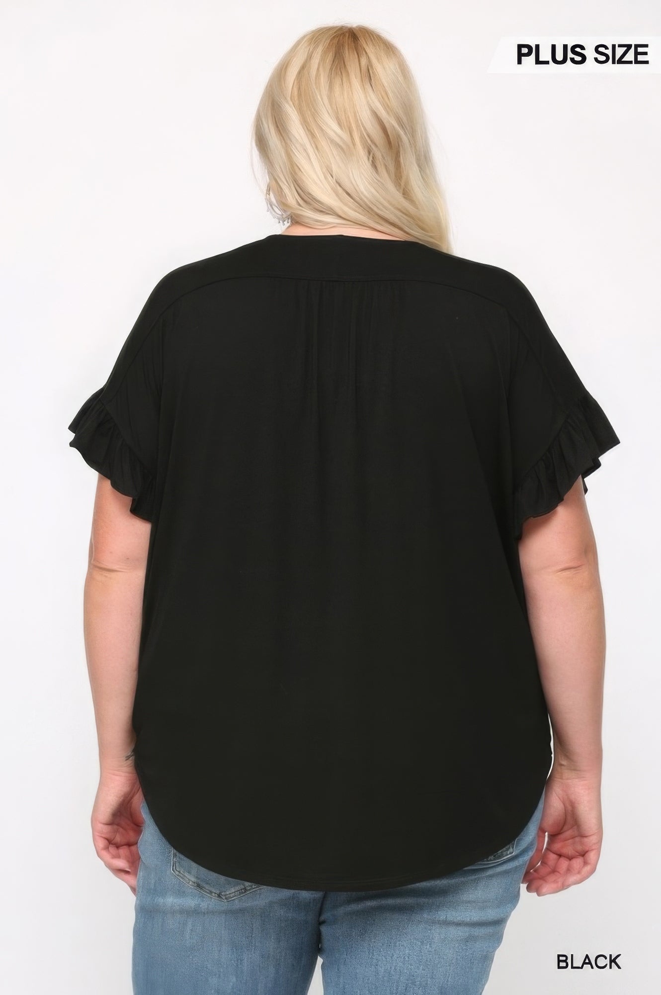 Solid Viscose Knit Surplice Top With Ruffle Sleeve product image
