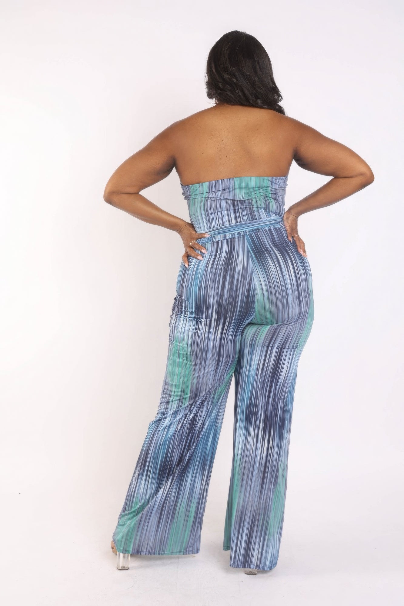 Printed Tube Jumpsuit With Self Belt product image