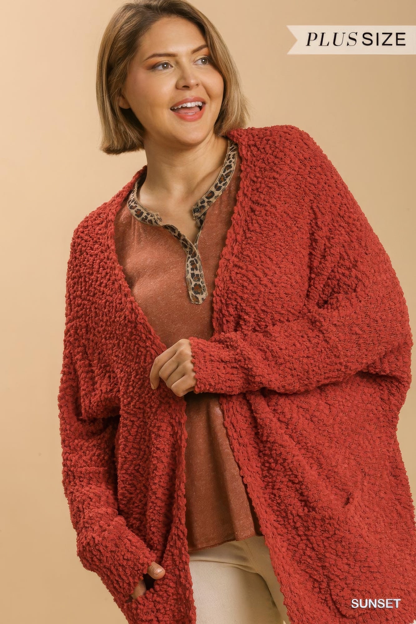 Open Front Oversized Cardigan Sweater With Pockets product image