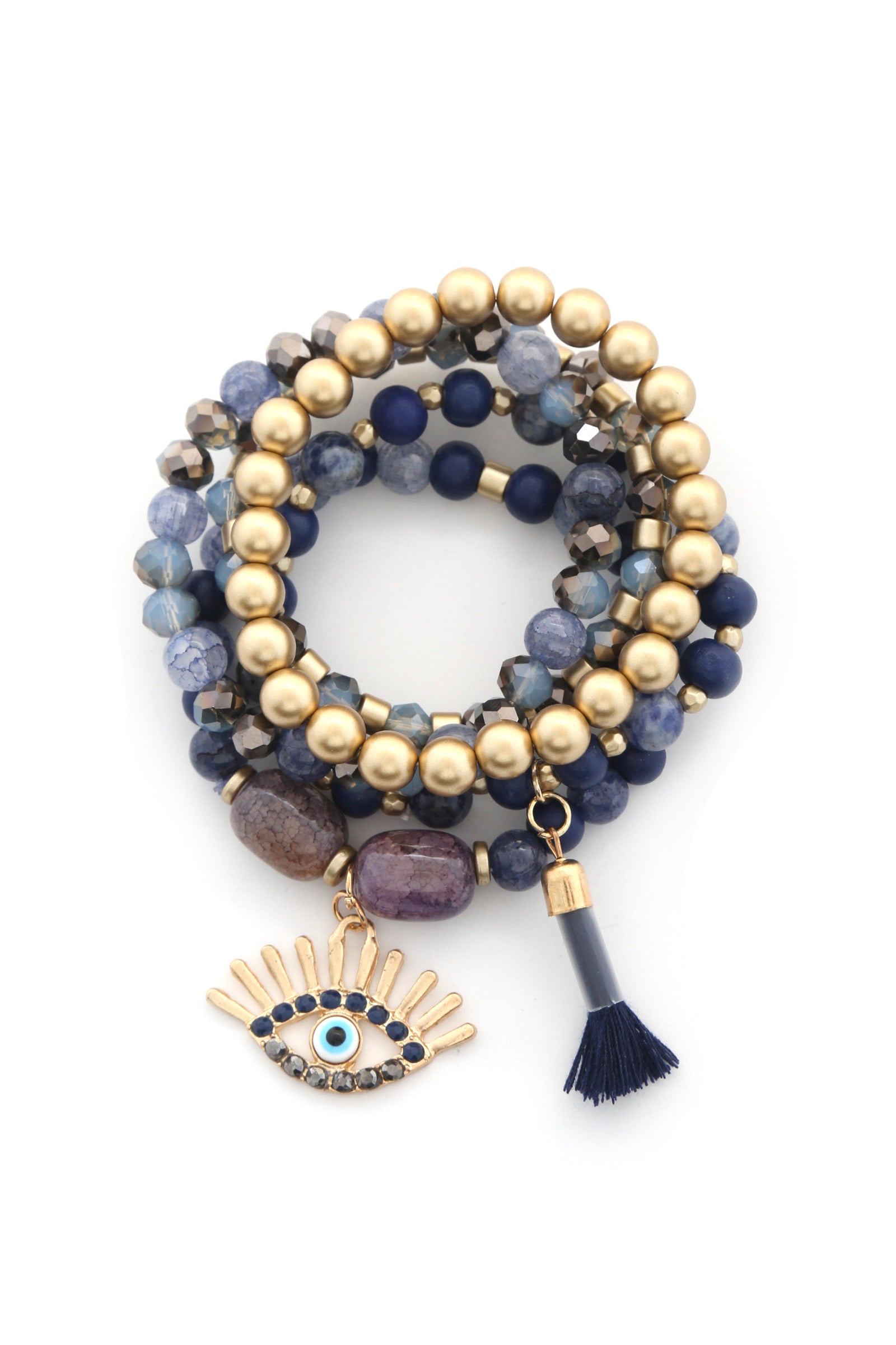 Evil Eye Bead Tassel Bracelet Set product image