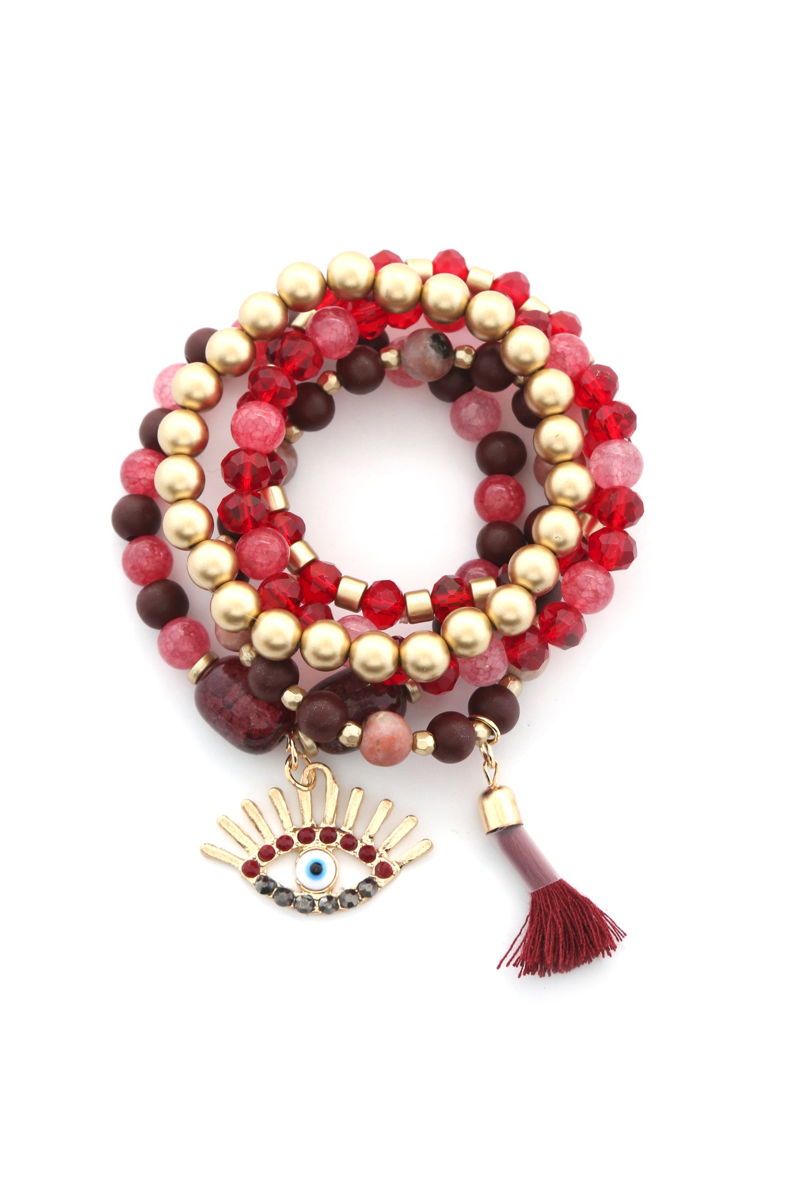Evil Eye Bead Tassel Bracelet Set product image