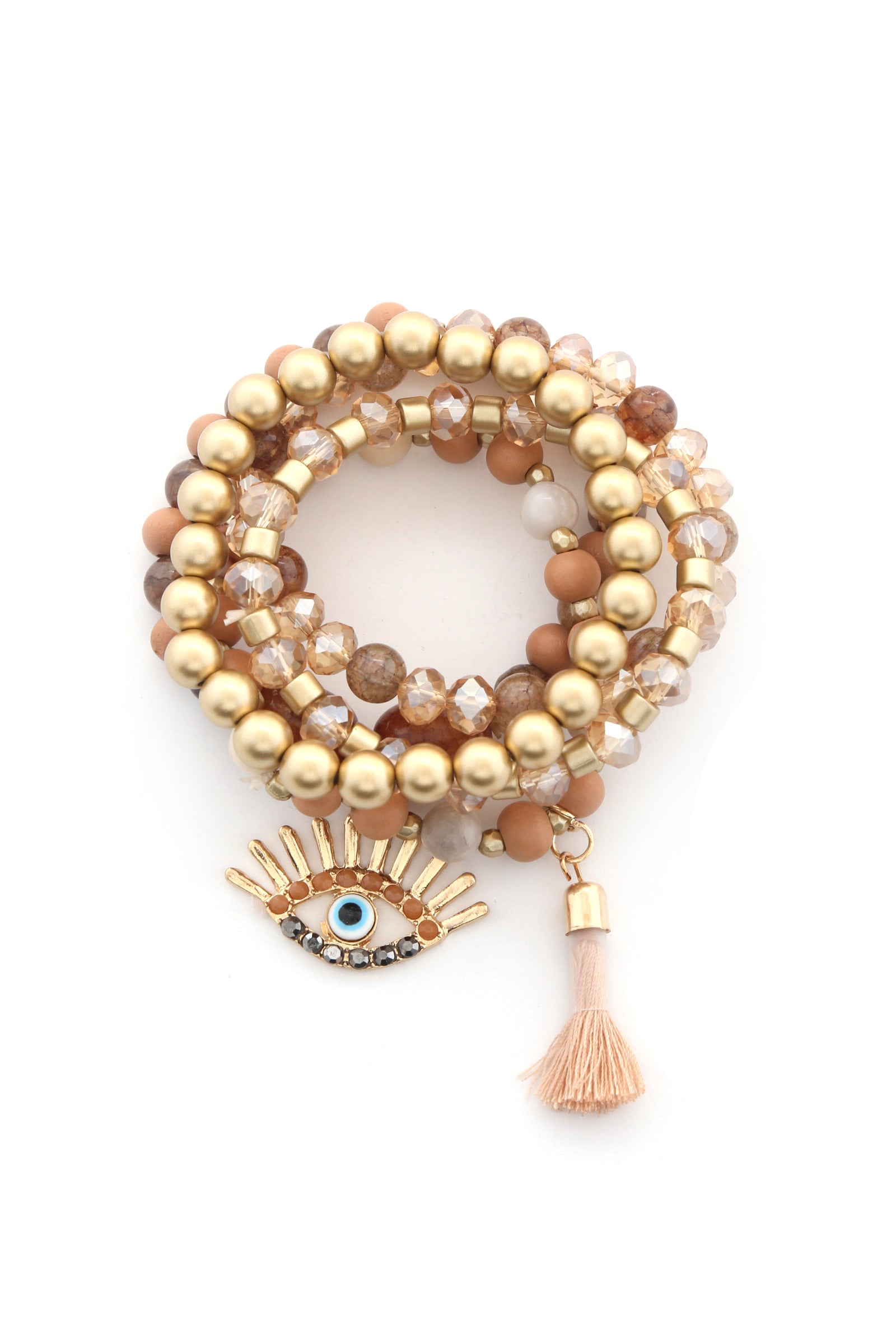 Evil Eye Bead Tassel Bracelet Set product image