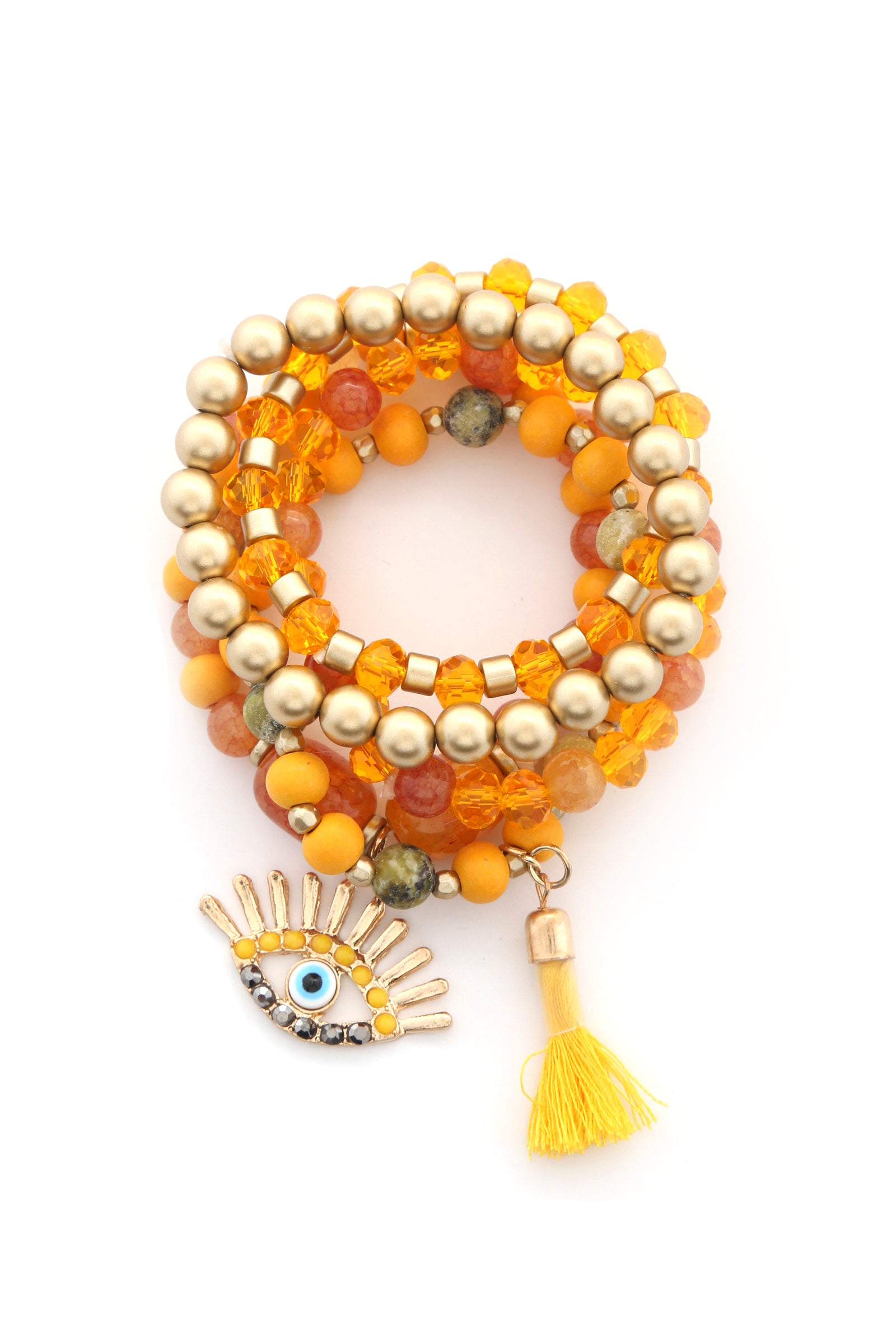 Evil Eye Bead Tassel Bracelet Set product image