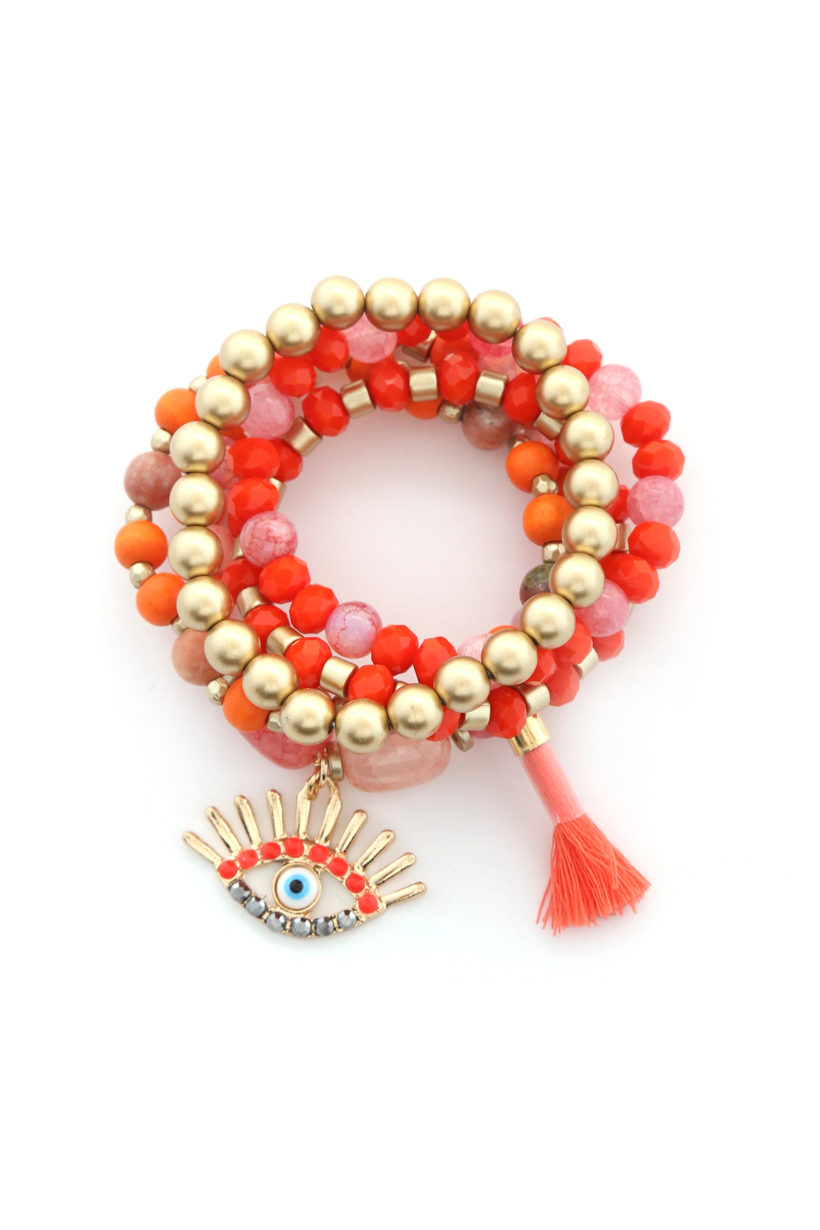 Evil Eye Bead Tassel Bracelet Set product image