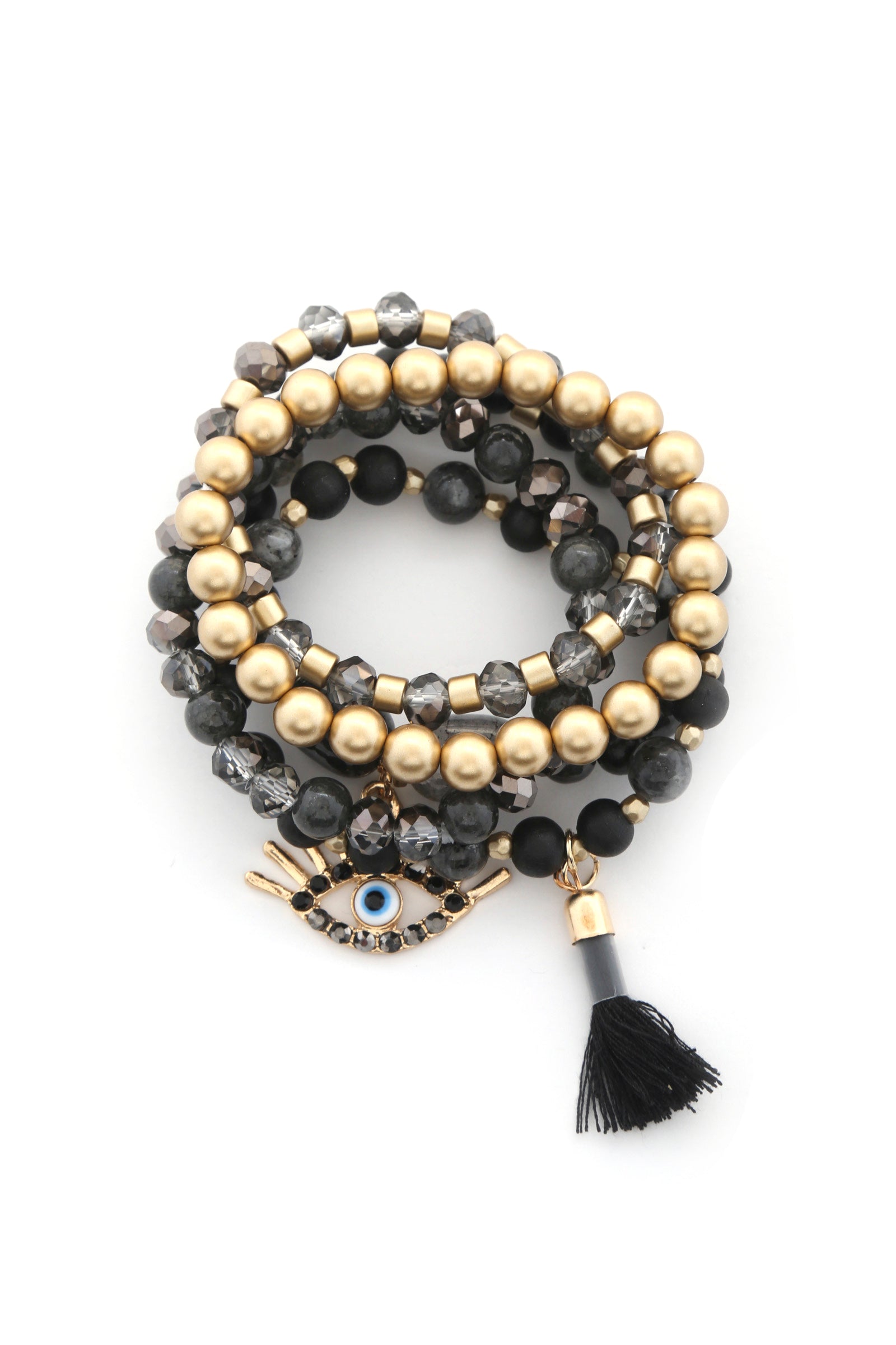 Evil Eye Bead Tassel Bracelet Set product image