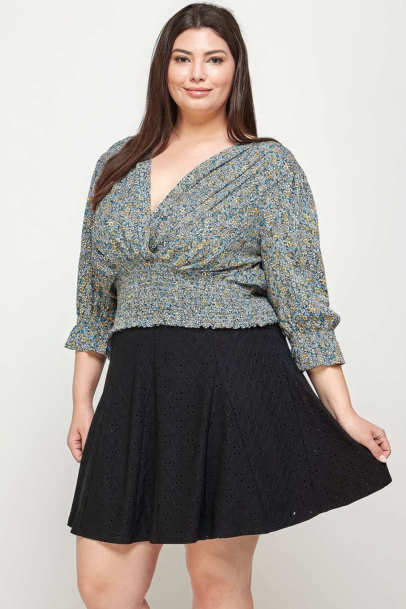 Plus Size, Knit Eyelet A-line Skirt product image
