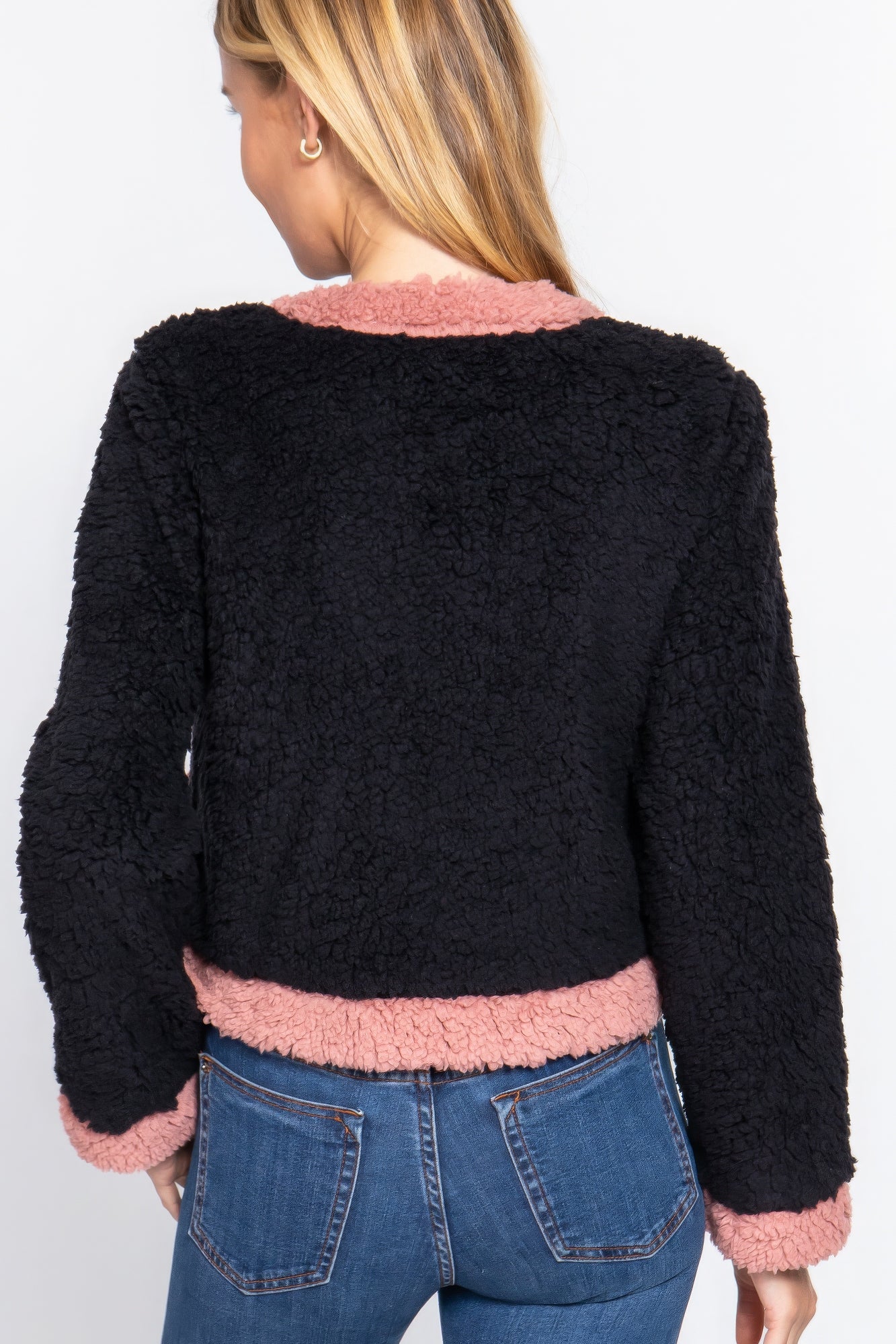 Long Sleeve Pocket Detail Faux Fur Jacket product image