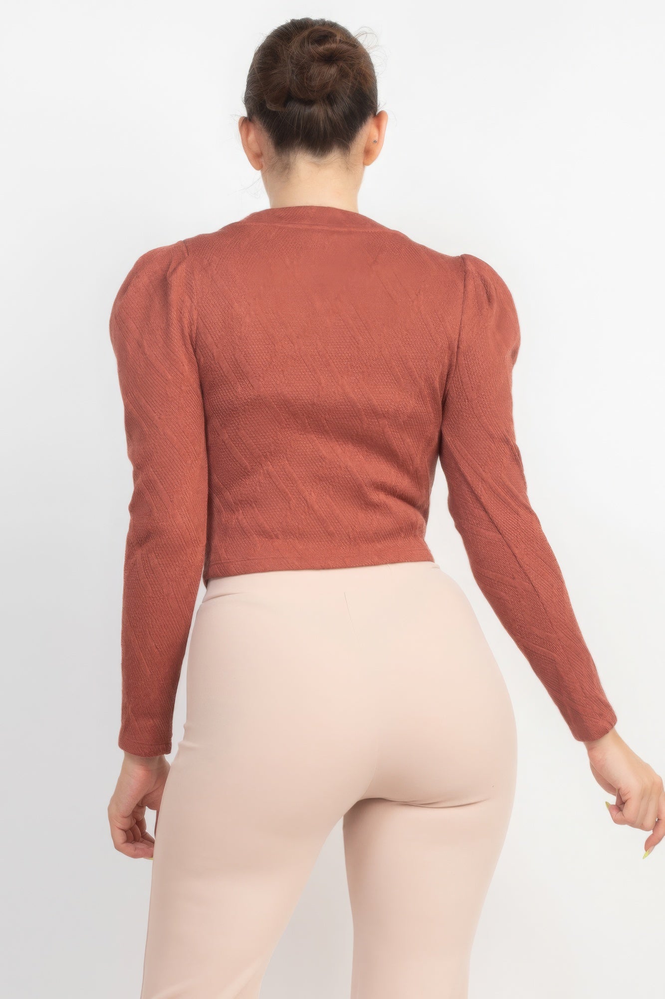Geometric Cami Puff Sleeves Blazer Top Set product image