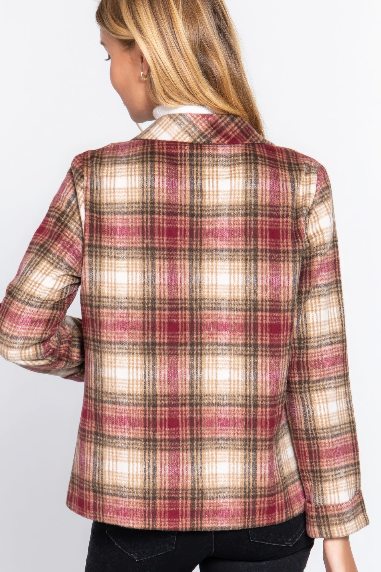 Notched Collar Plaid Jacket product image