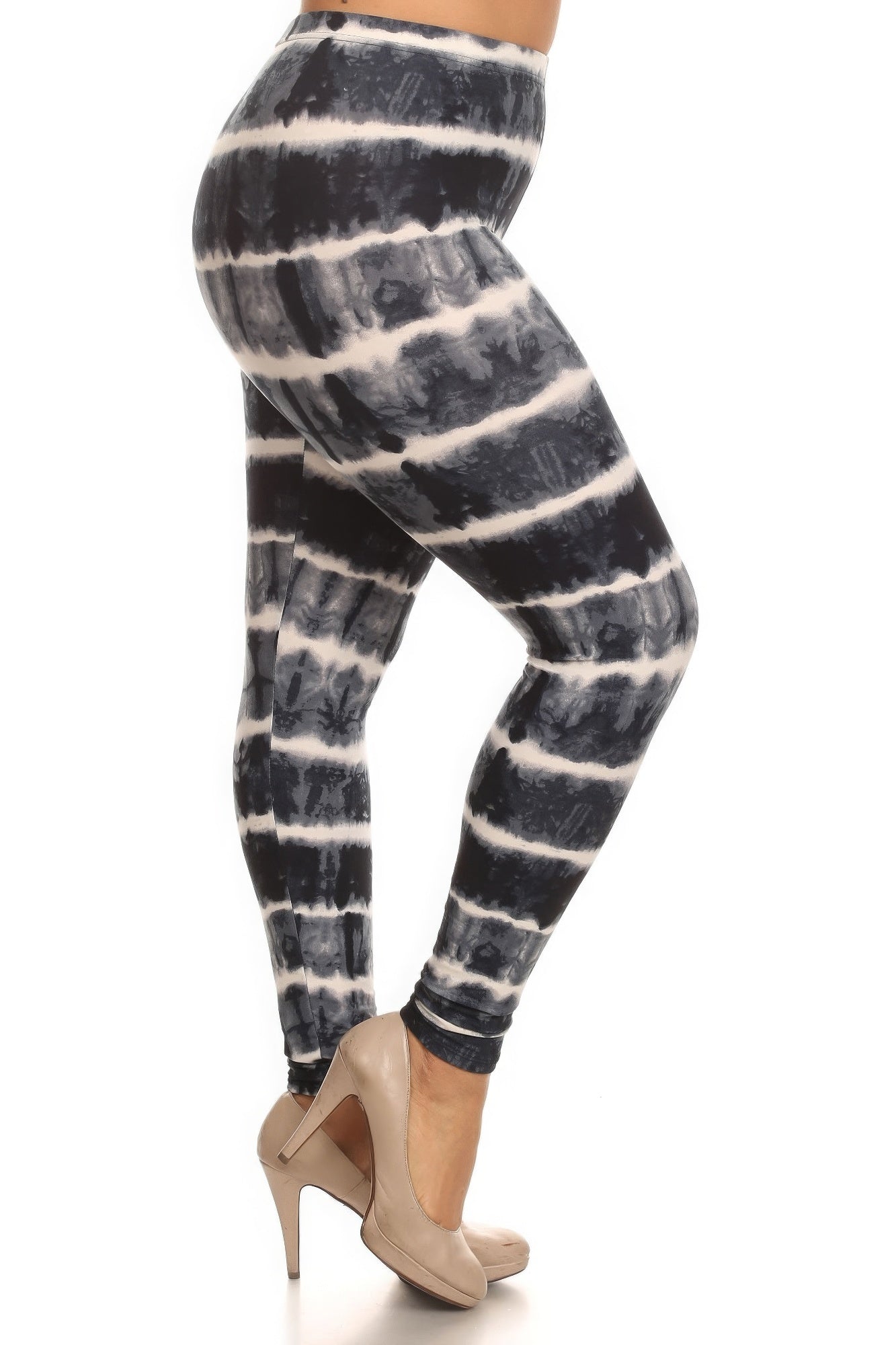 Plus Size Tie Dye Print, Full Length Leggings In A Fitted Style With A Banded High Waist product image