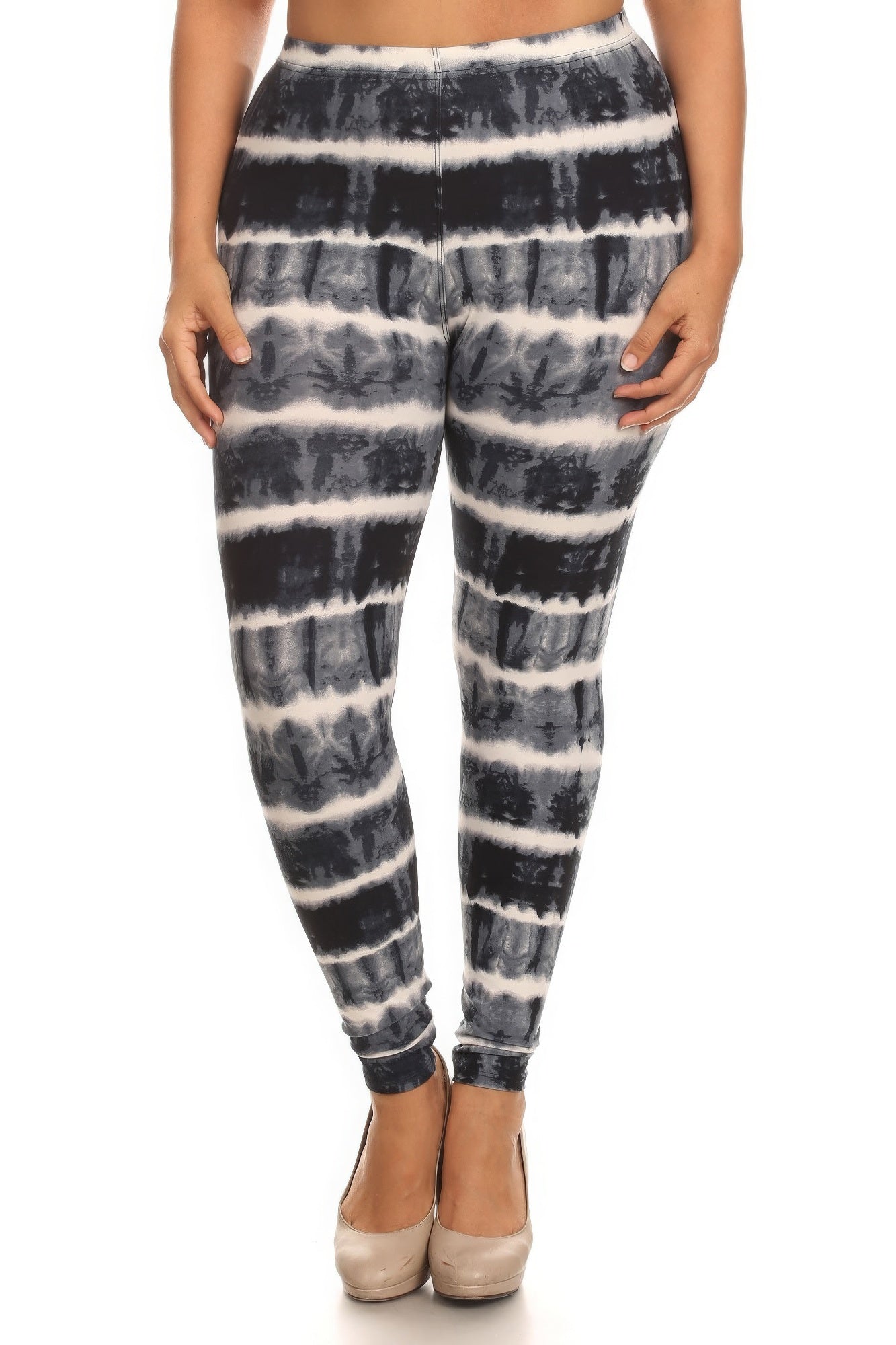 Plus Size Tie Dye Print, Full Length Leggings In A Fitted Style With A Banded High Waist product image