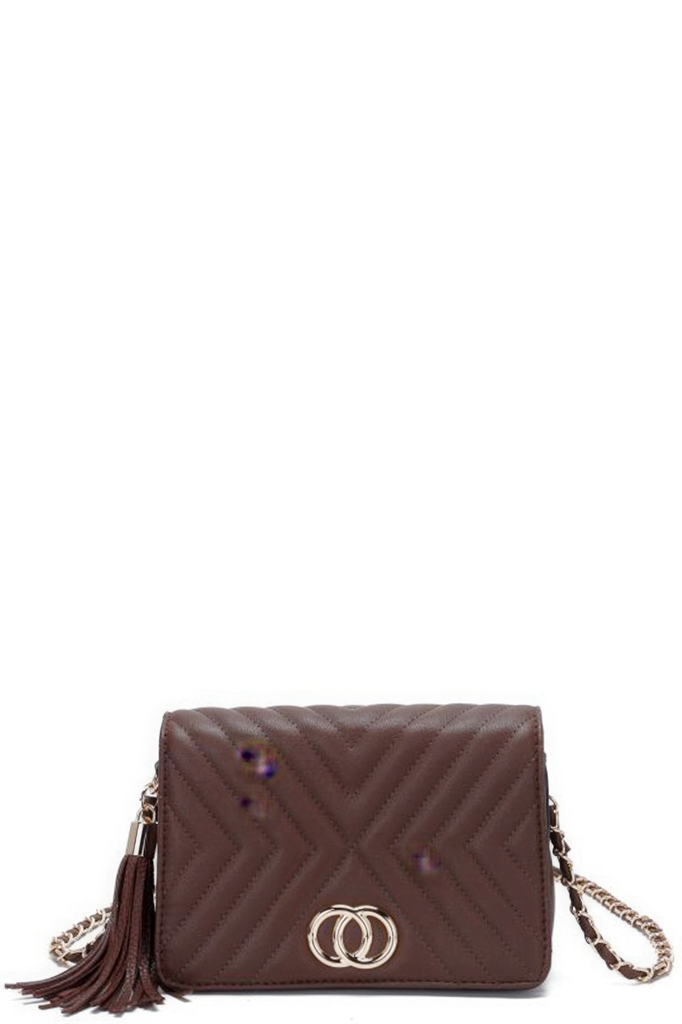 Fashion Double Metal Pattern Stitching Tassel Crossbody Bag product image