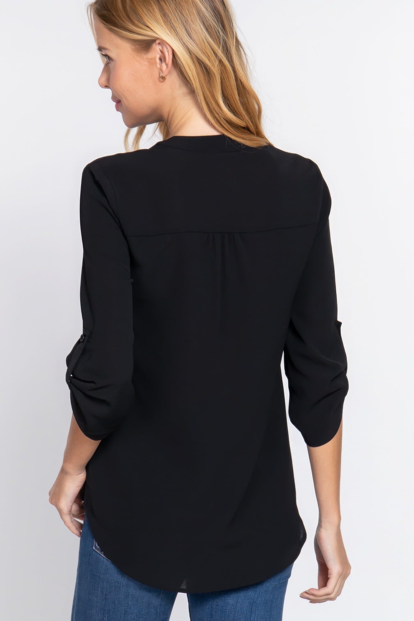 3/4 Roll Up Slv Woven Blouse product image