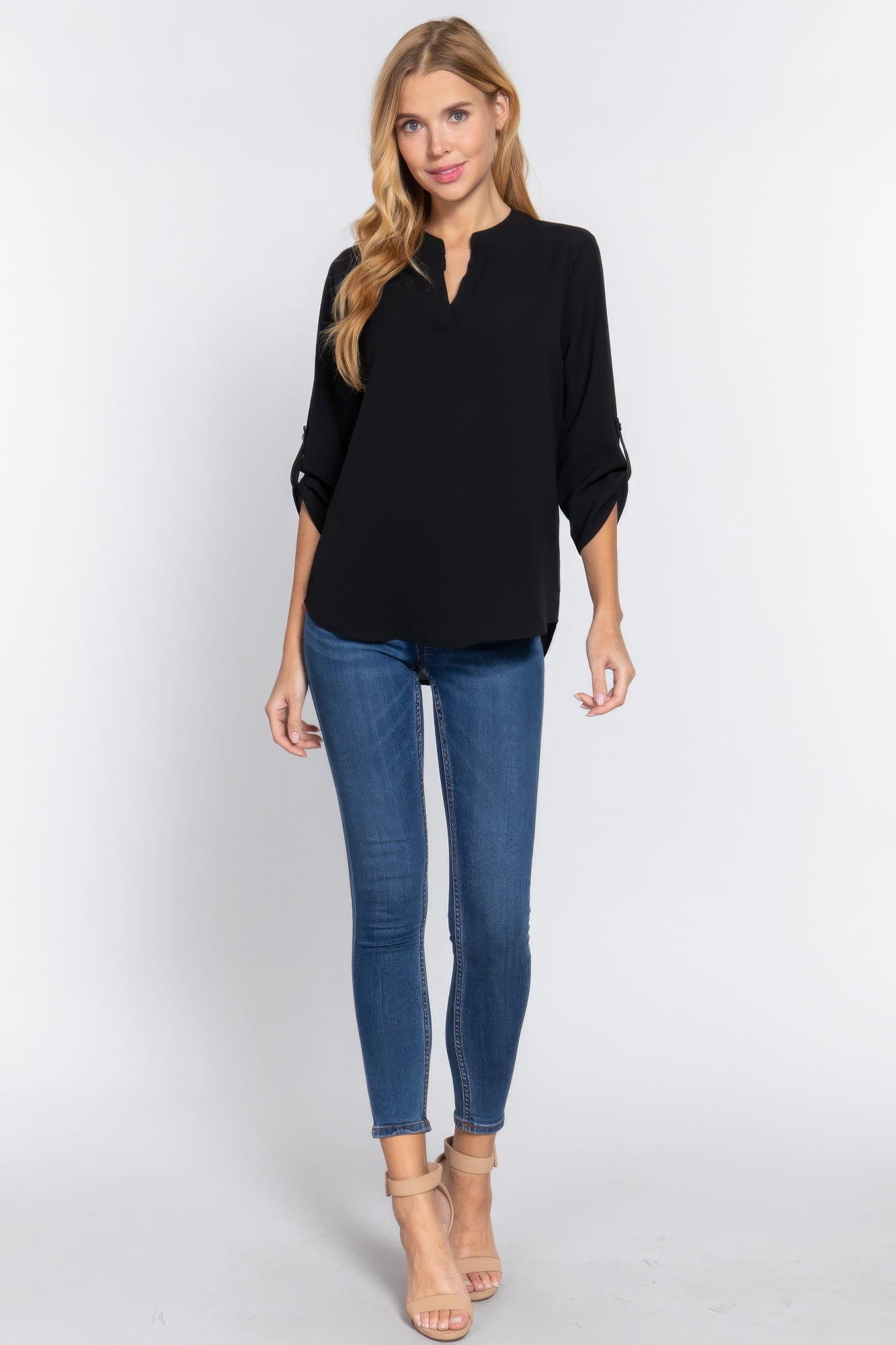 3/4 Roll Up Slv Woven Blouse product image