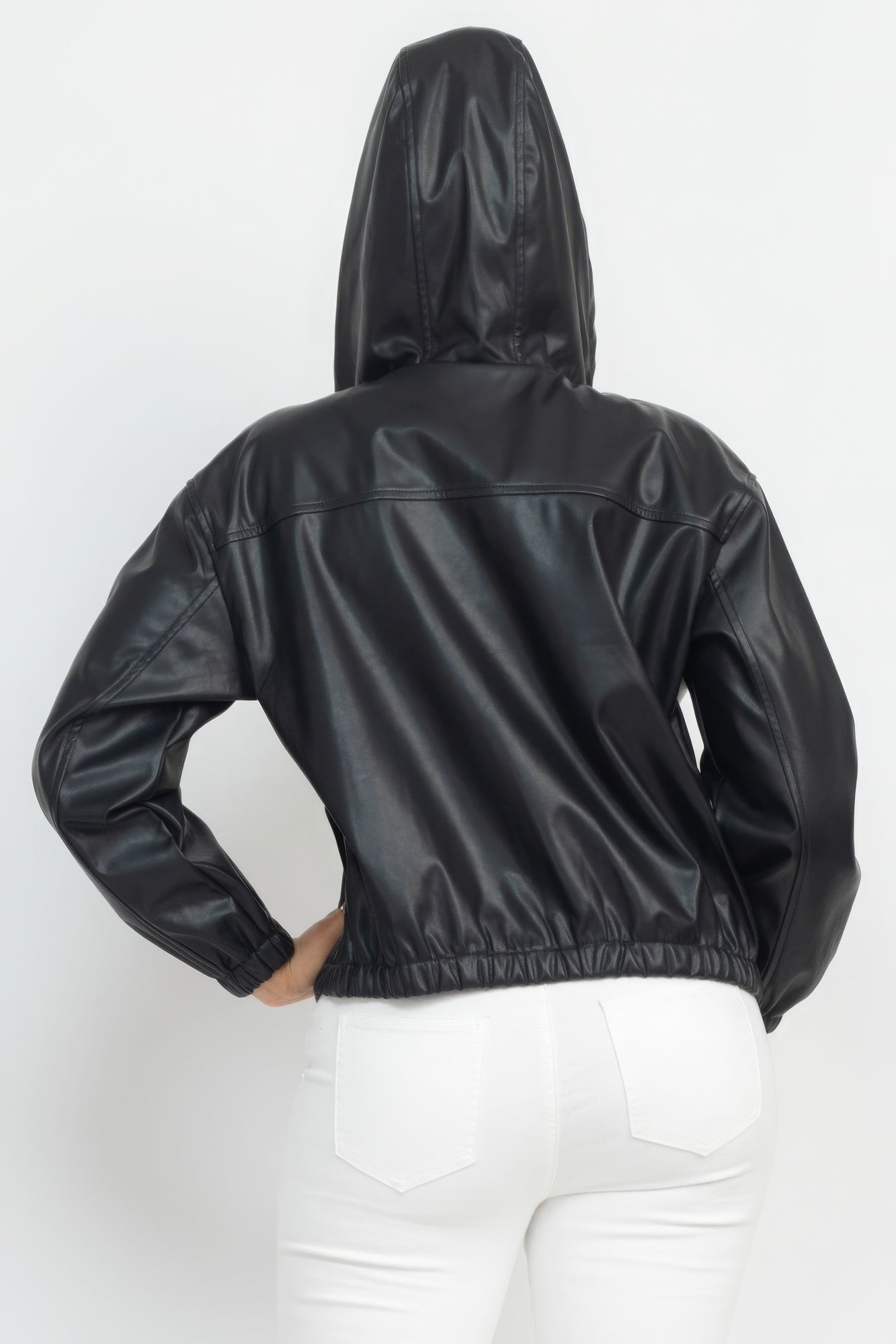 Faux Leather Hoodie Jacket product image