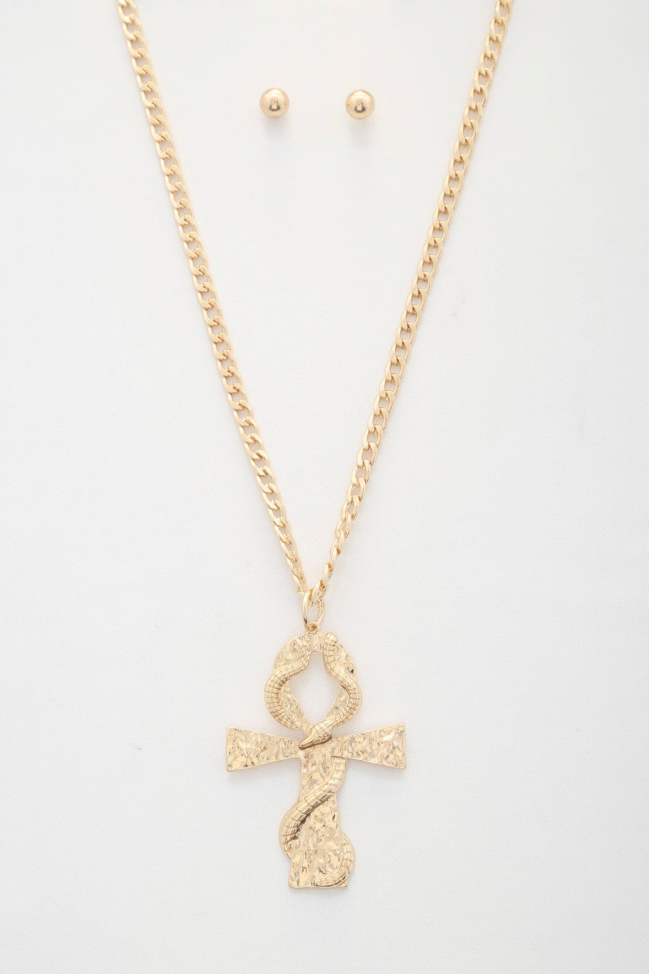 Snake Wrap Cross Pendant Curb Link Necklace product image