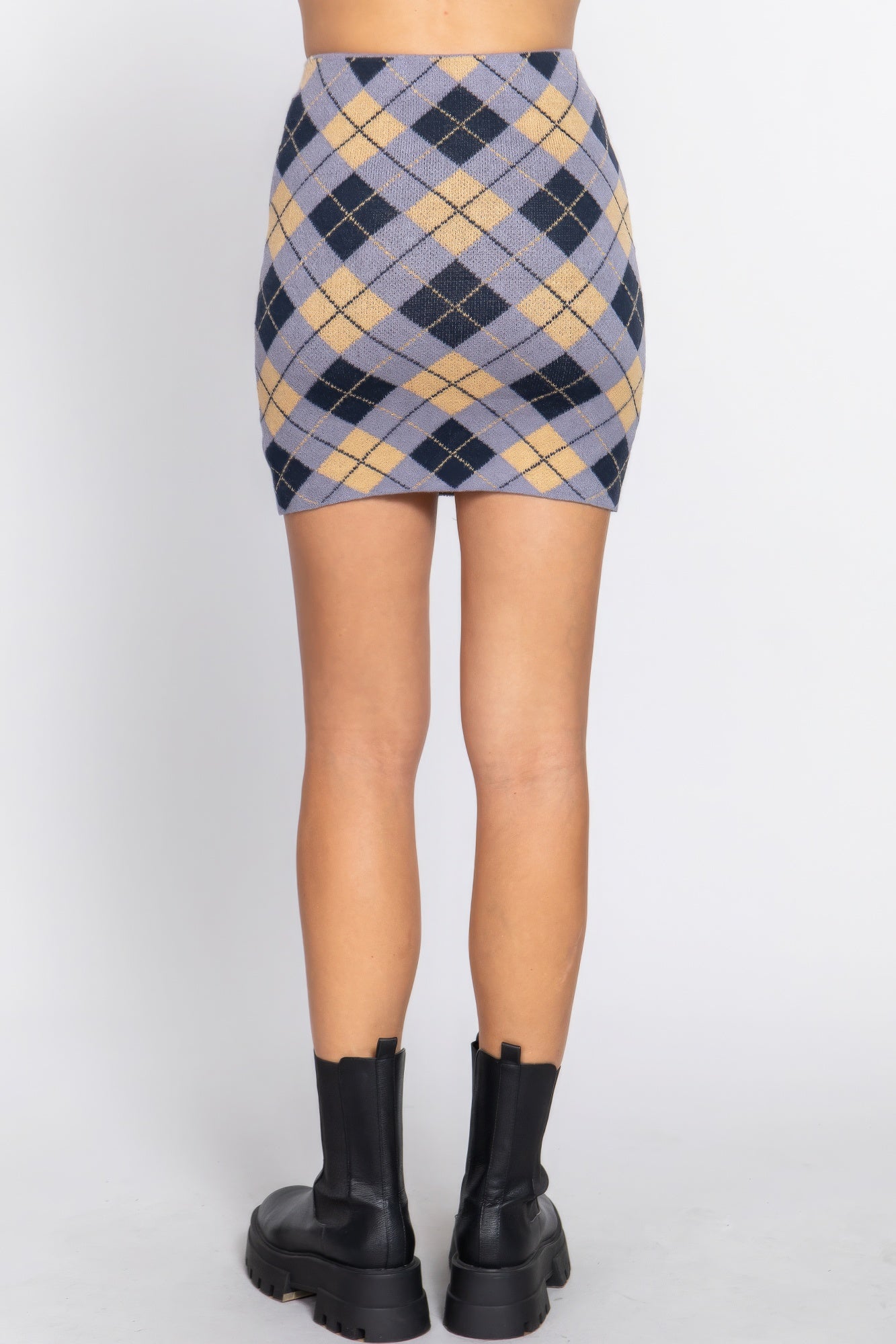 Argyle Jacquard Sweater Mini Skirt Argyle Jacquard Sweater Mini Skirt - TopFashionHQ