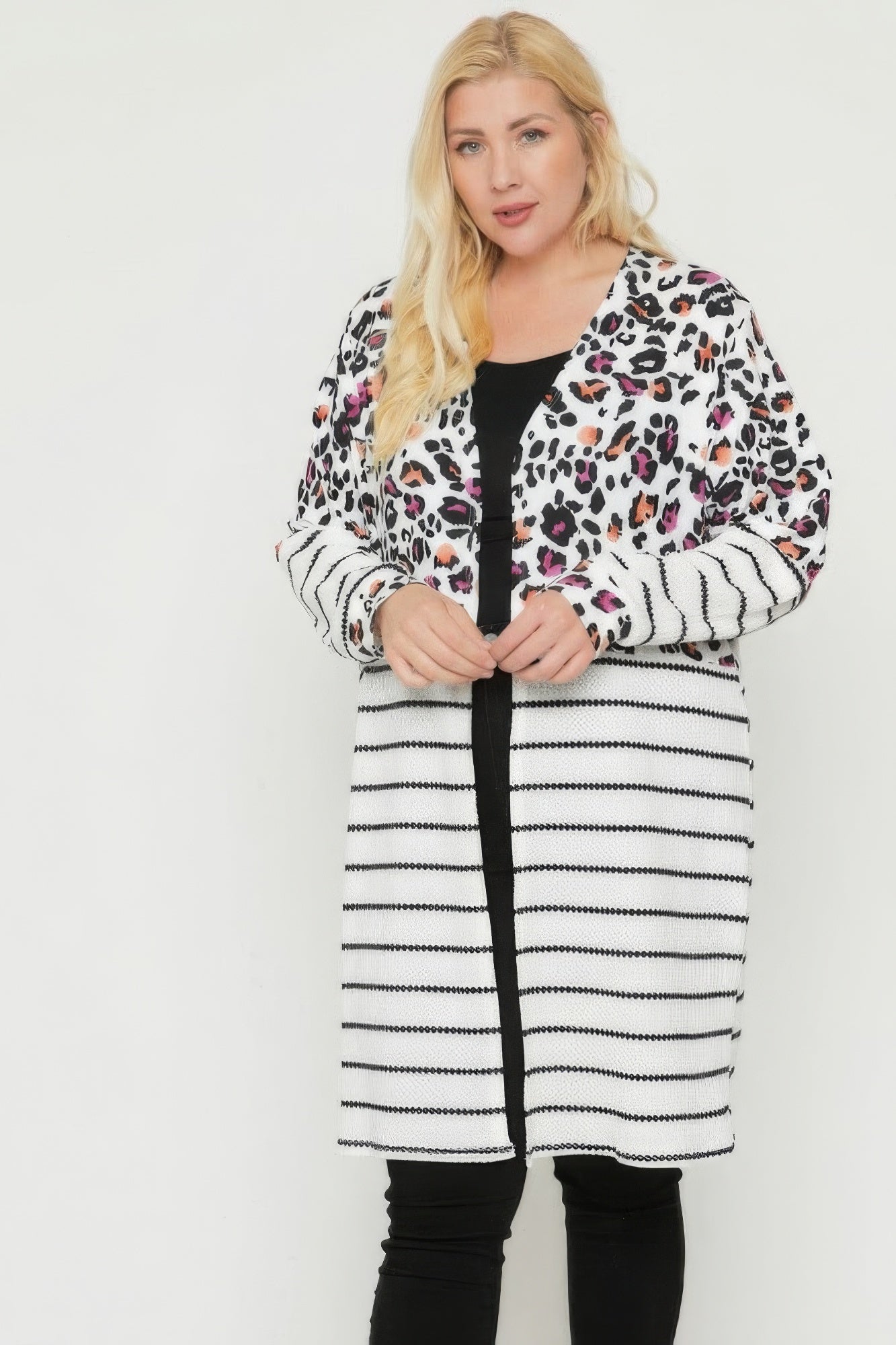 Long sleeves print-striped cardigan product image