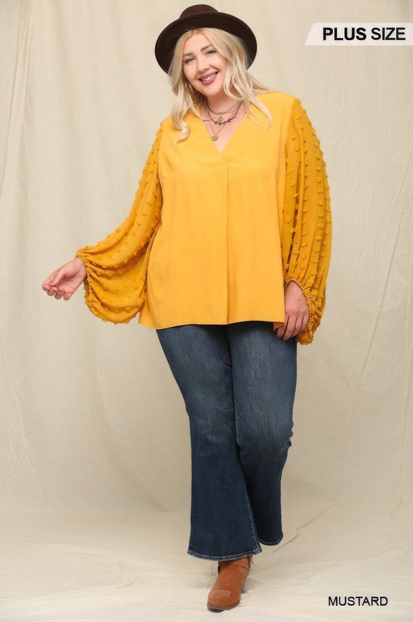 Woven And Textured Chiffon Top With Voluminous Sheer Sleeves product image