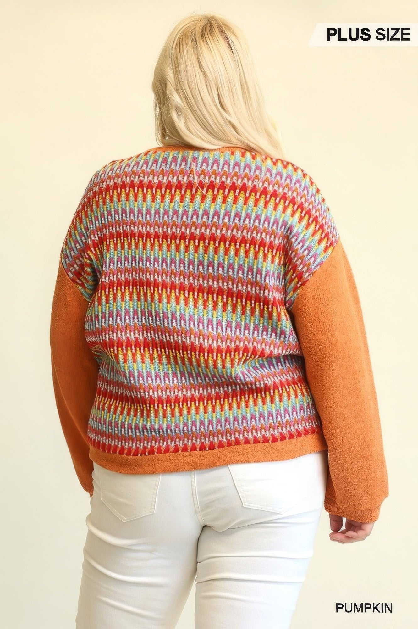 Novelty Knit And Solid Knit Mixed Loose Top With Drop Down Shoulder product image