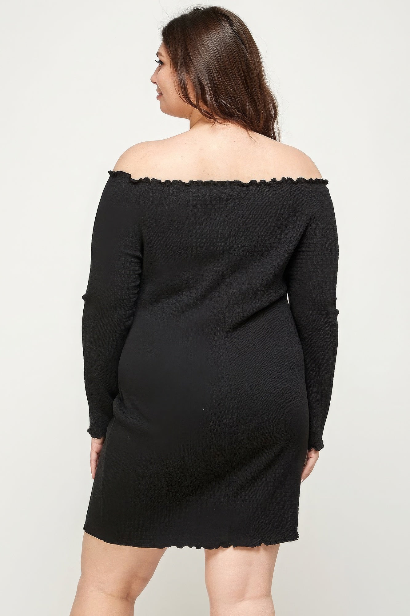 Plus Size, Solid Smocked Off Shoulder Dress product image