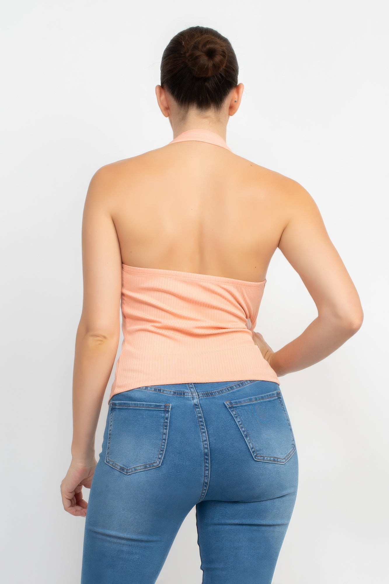 Collared Halter Open Back Top Collared Halter Open Back Top - TopFashionHQ