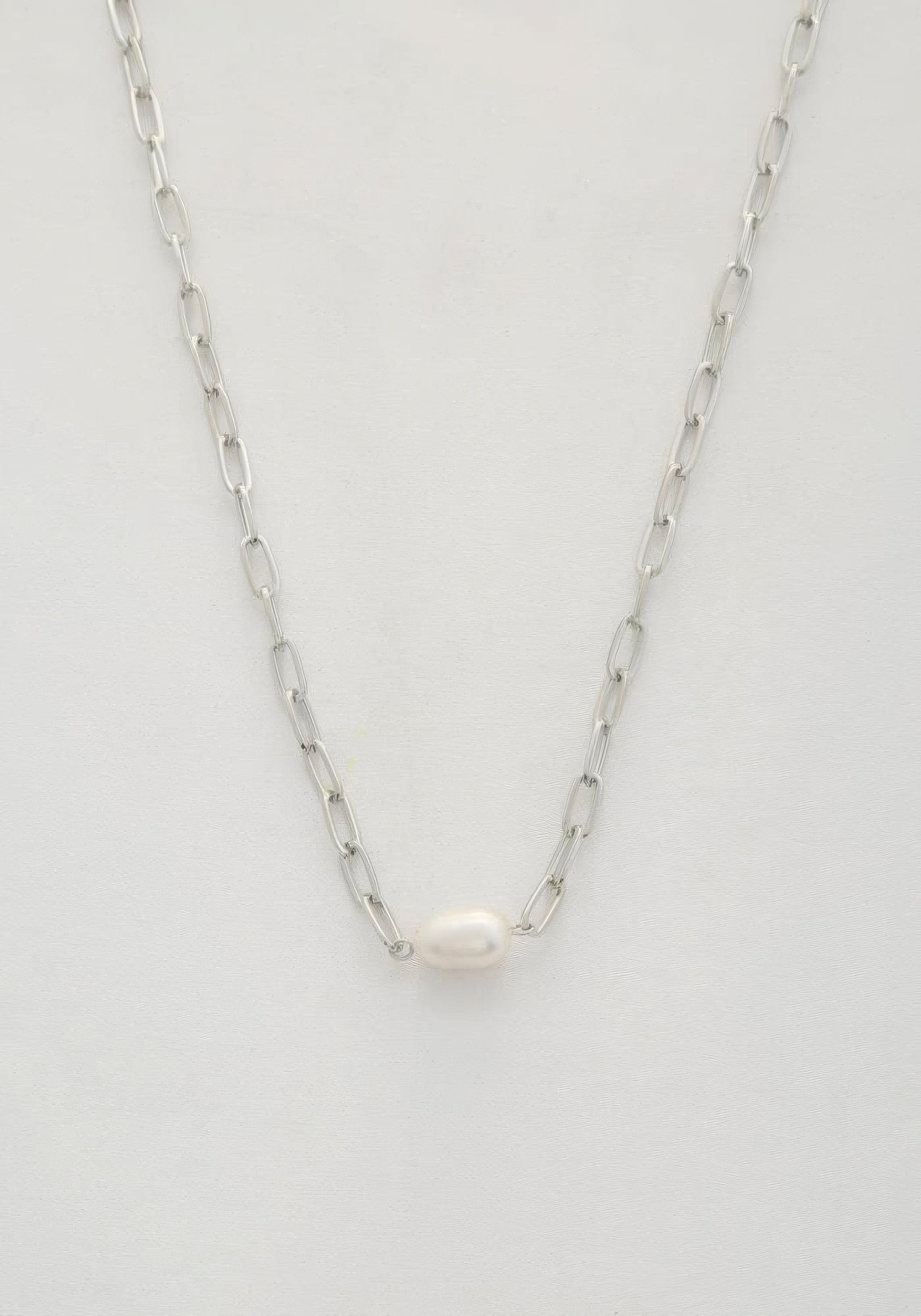 Pearl Bead Oval Link Necklace product image