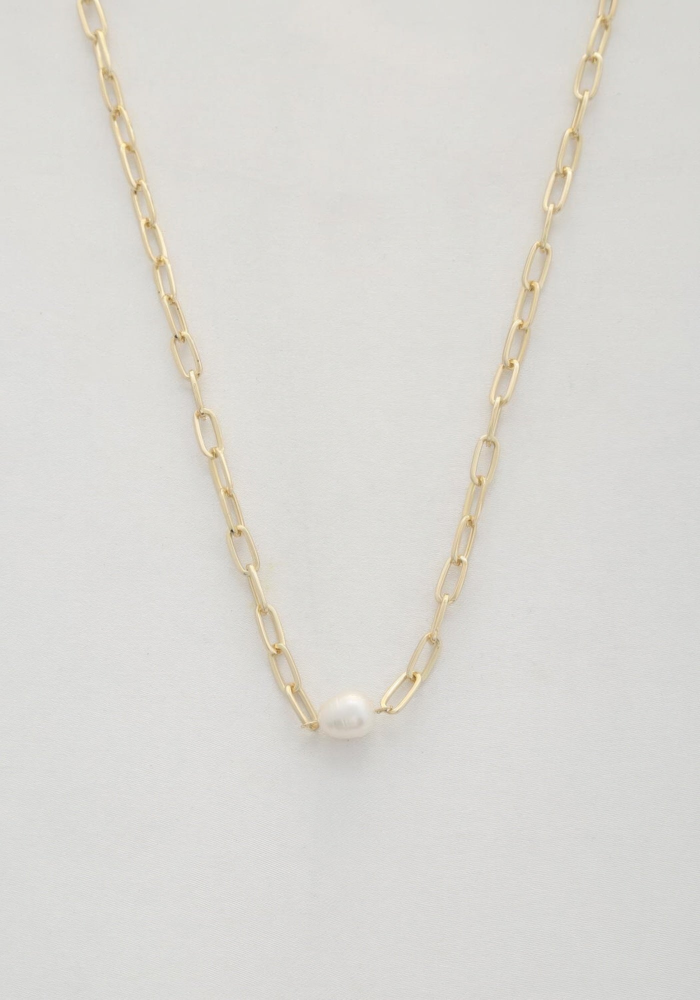 Pearl Bead Oval Link Necklace product image