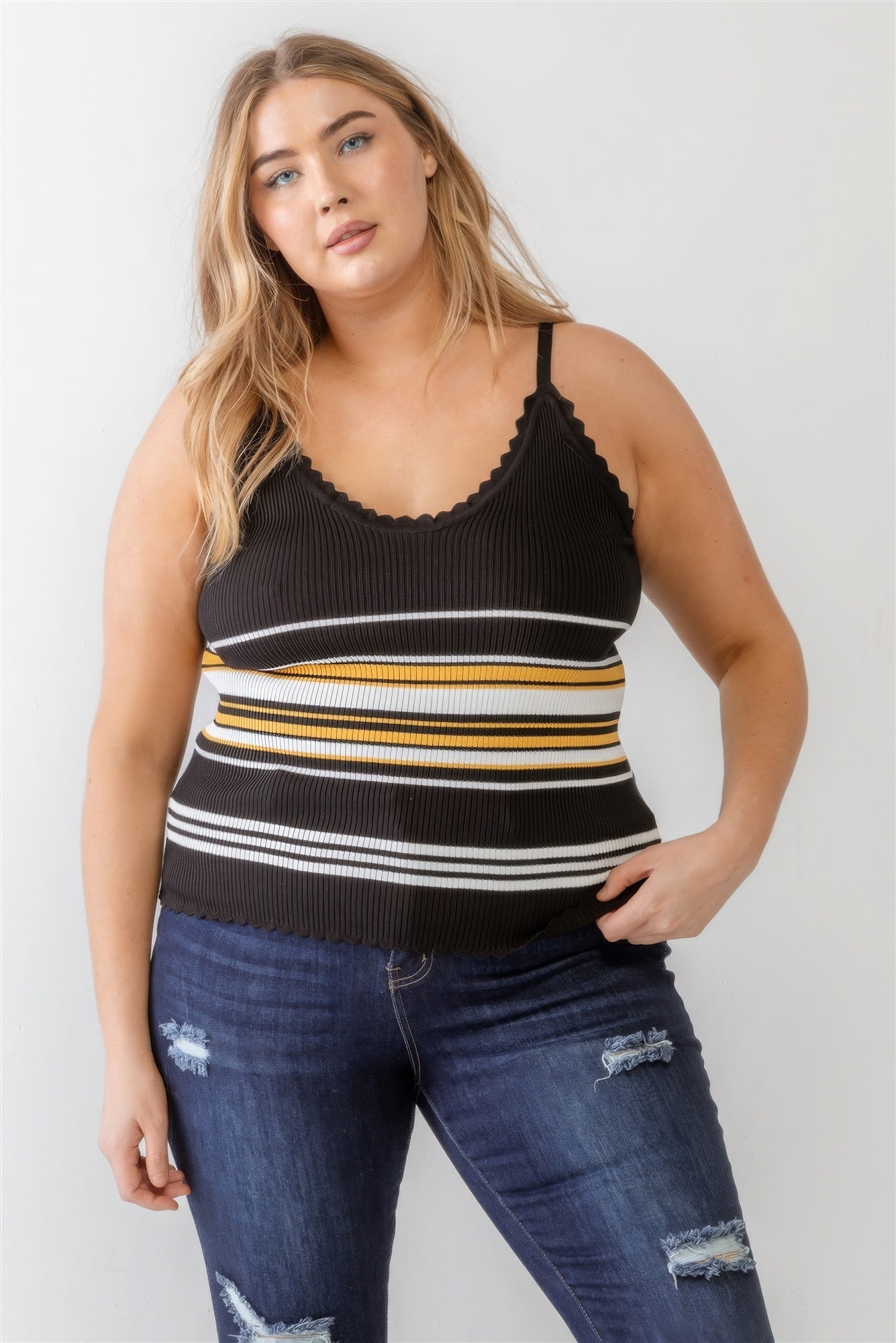 Plus Ribbed Ruffle Tank Top product image