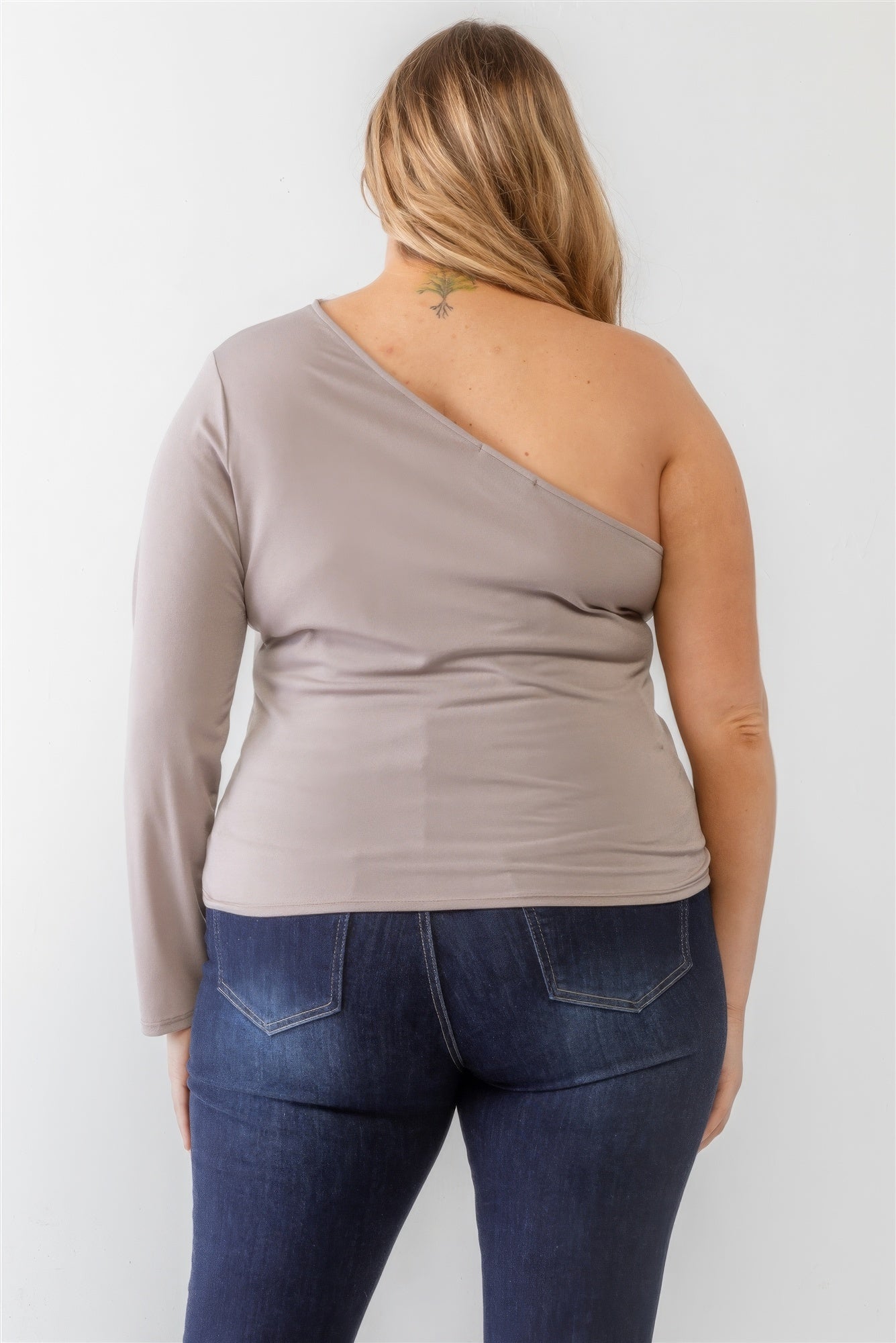 Plus Mocha Textured One Shoulder Top product image