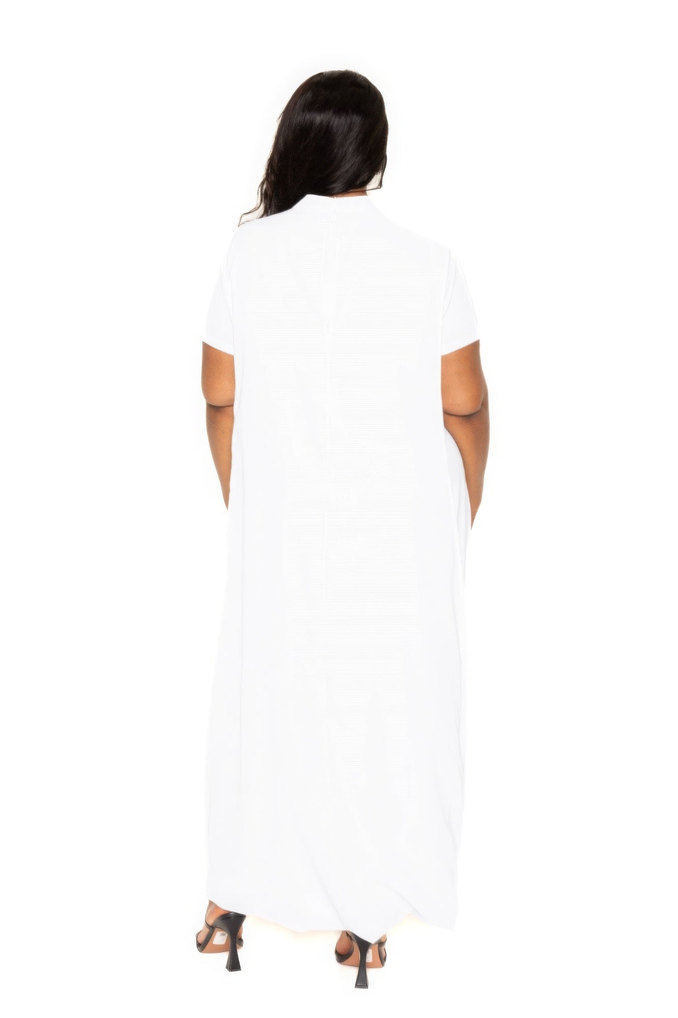 Mock neck back cape dress product image